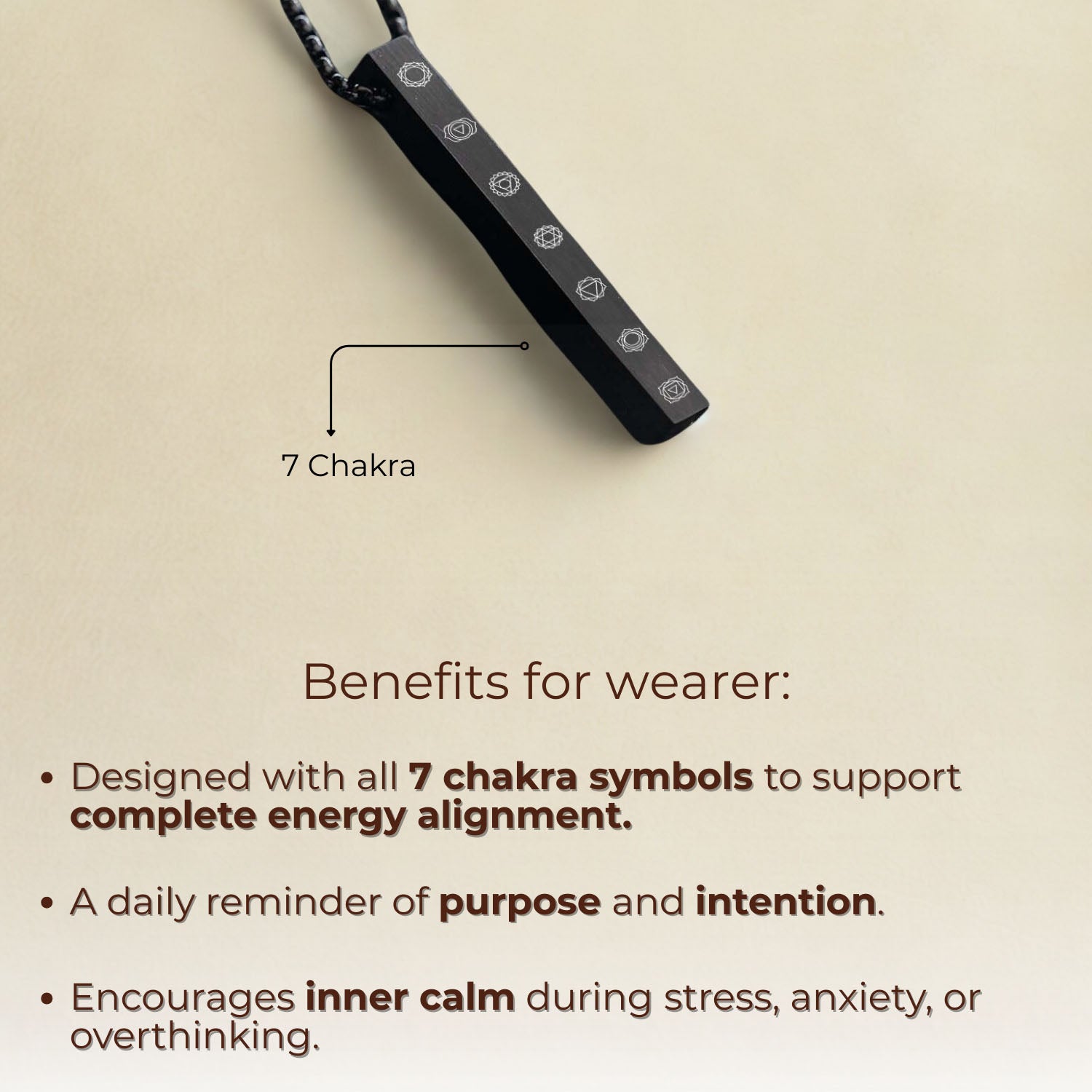 Balance 7 Chakra Bar Black Necklace