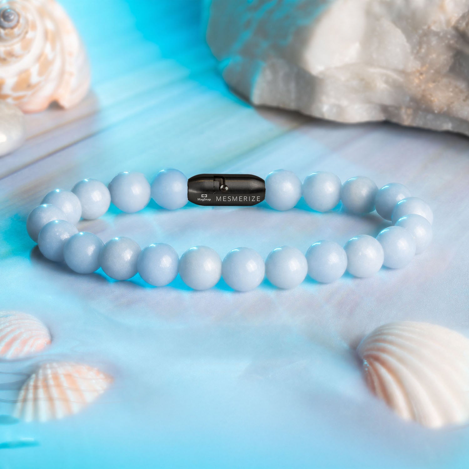 Calming Angelite Natural Stone Bracelet with MagSnap