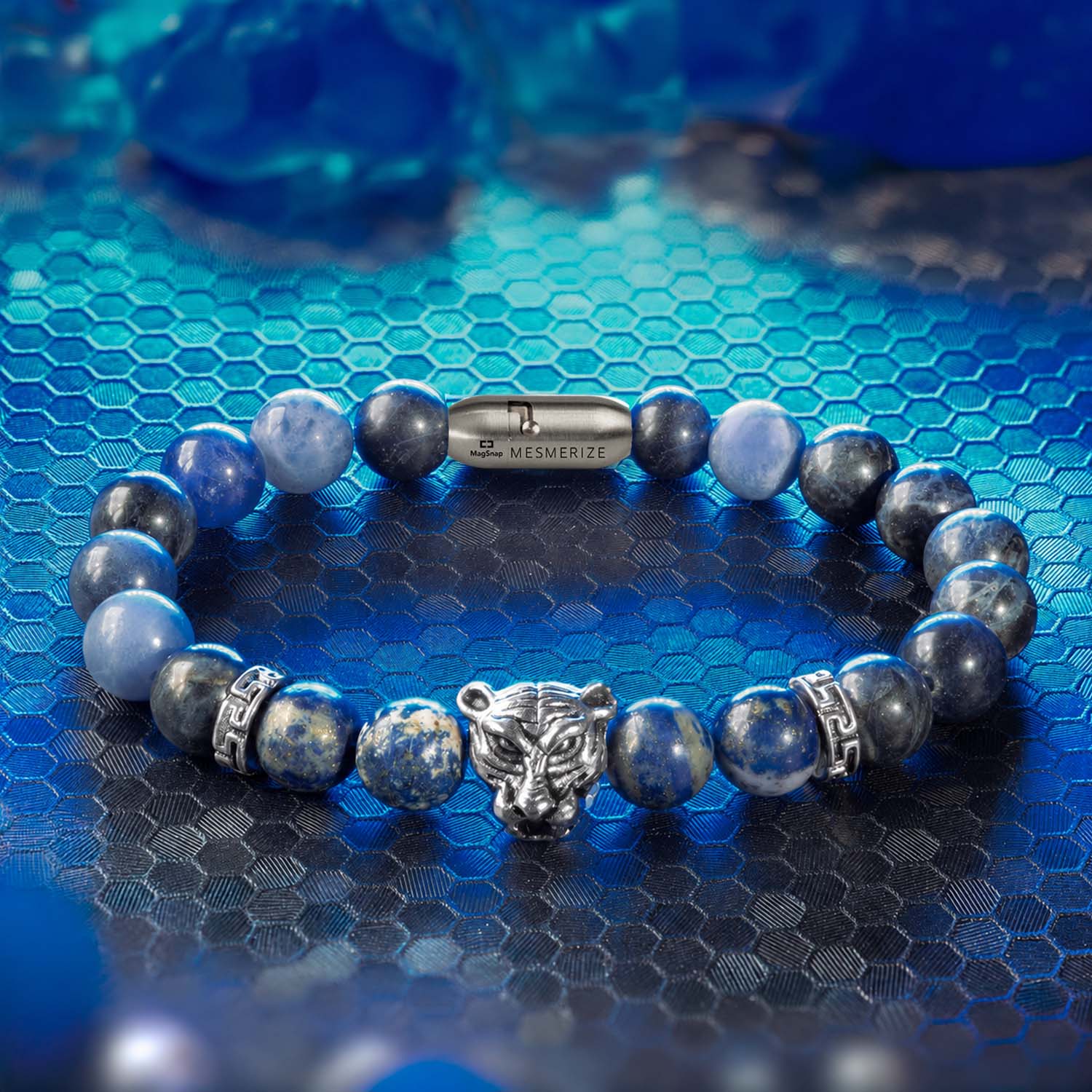 Natural Stone Jewellery Wisdom Lapis Lazuli Natural Stone Panther Bracelet With Magsnap