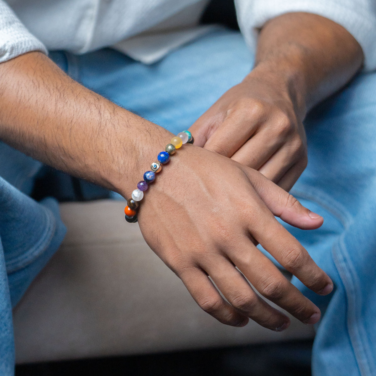 Pure 925 Silver Super 11 Chakra Natural Stone Bracelet With MagSnap 2