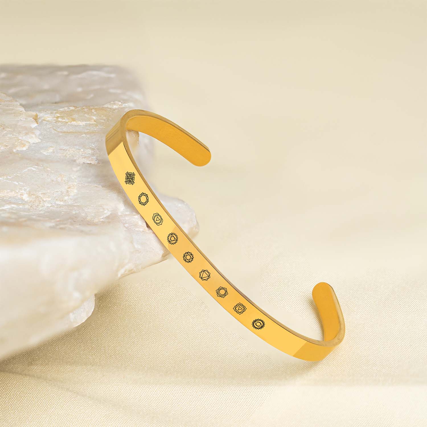 9 Chakra Gloss Cuff Adjustable Bracelet Gold