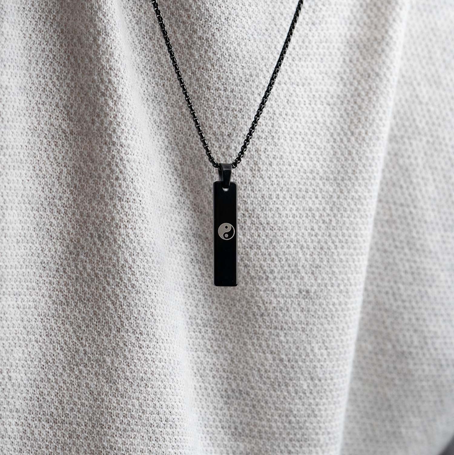 Black Yin Yang Spiritual Mini Bar Necklace