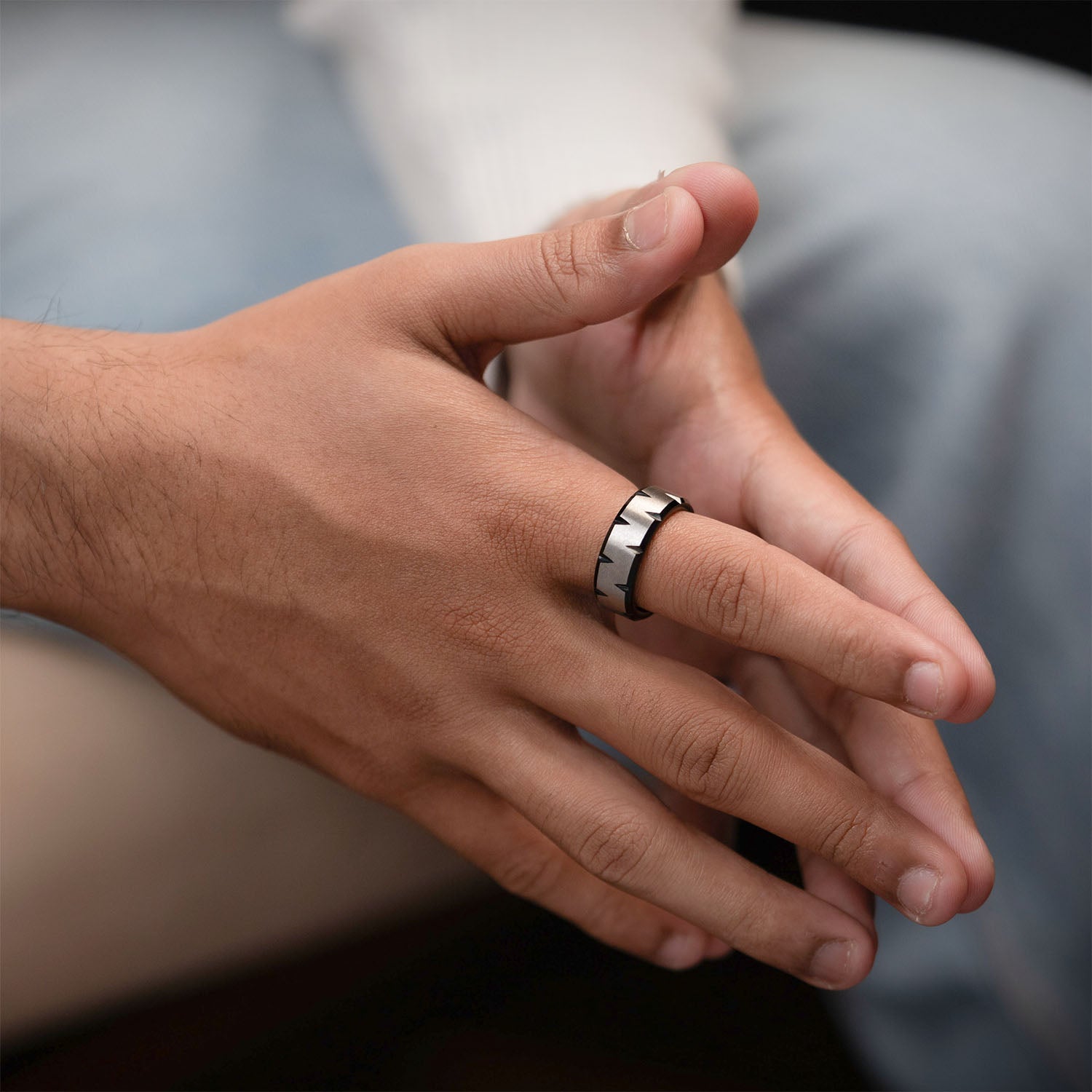 Cipher Band Ring Silver