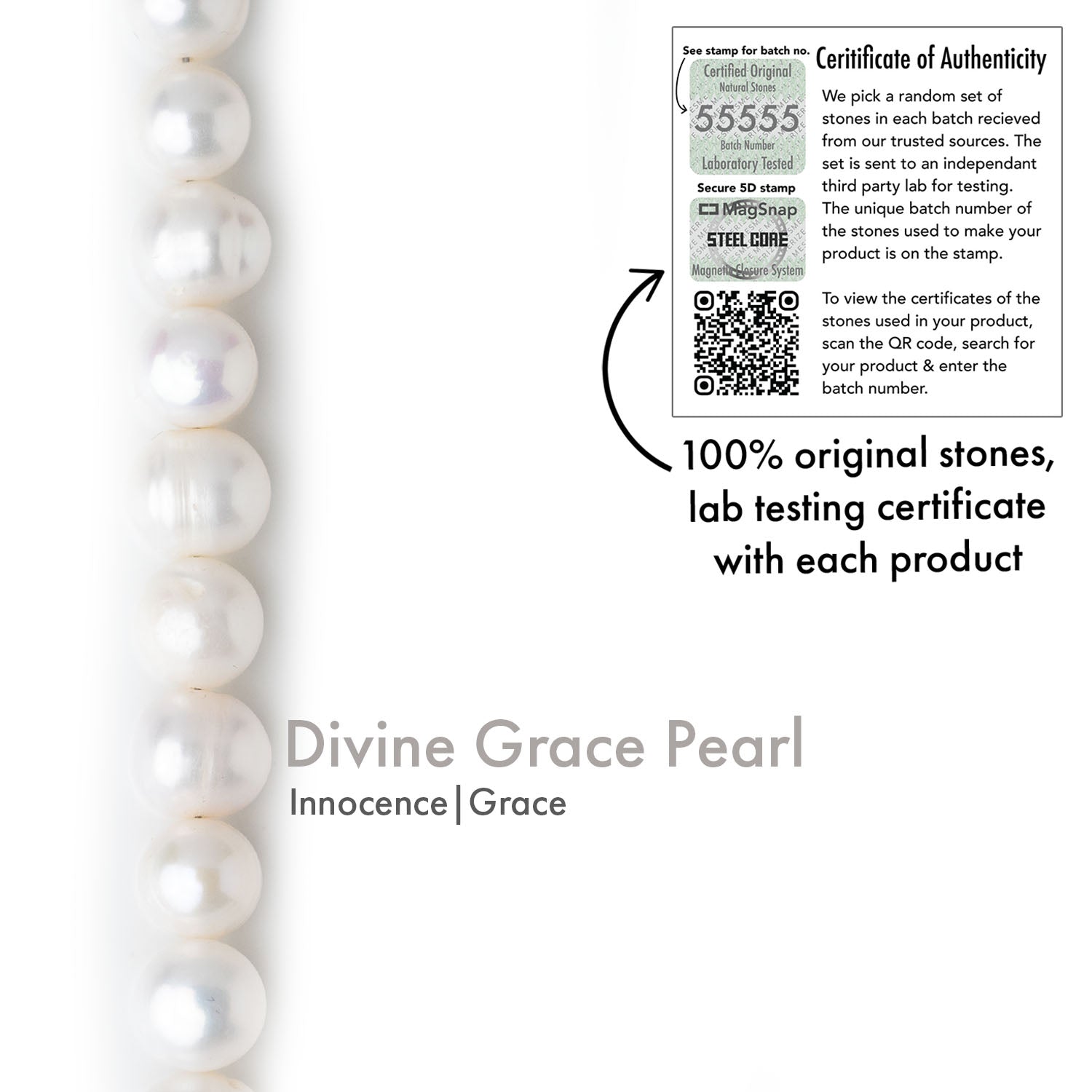 Divine Grace Pearl (Moti) Natural Stone Bracelet with Magsnap2