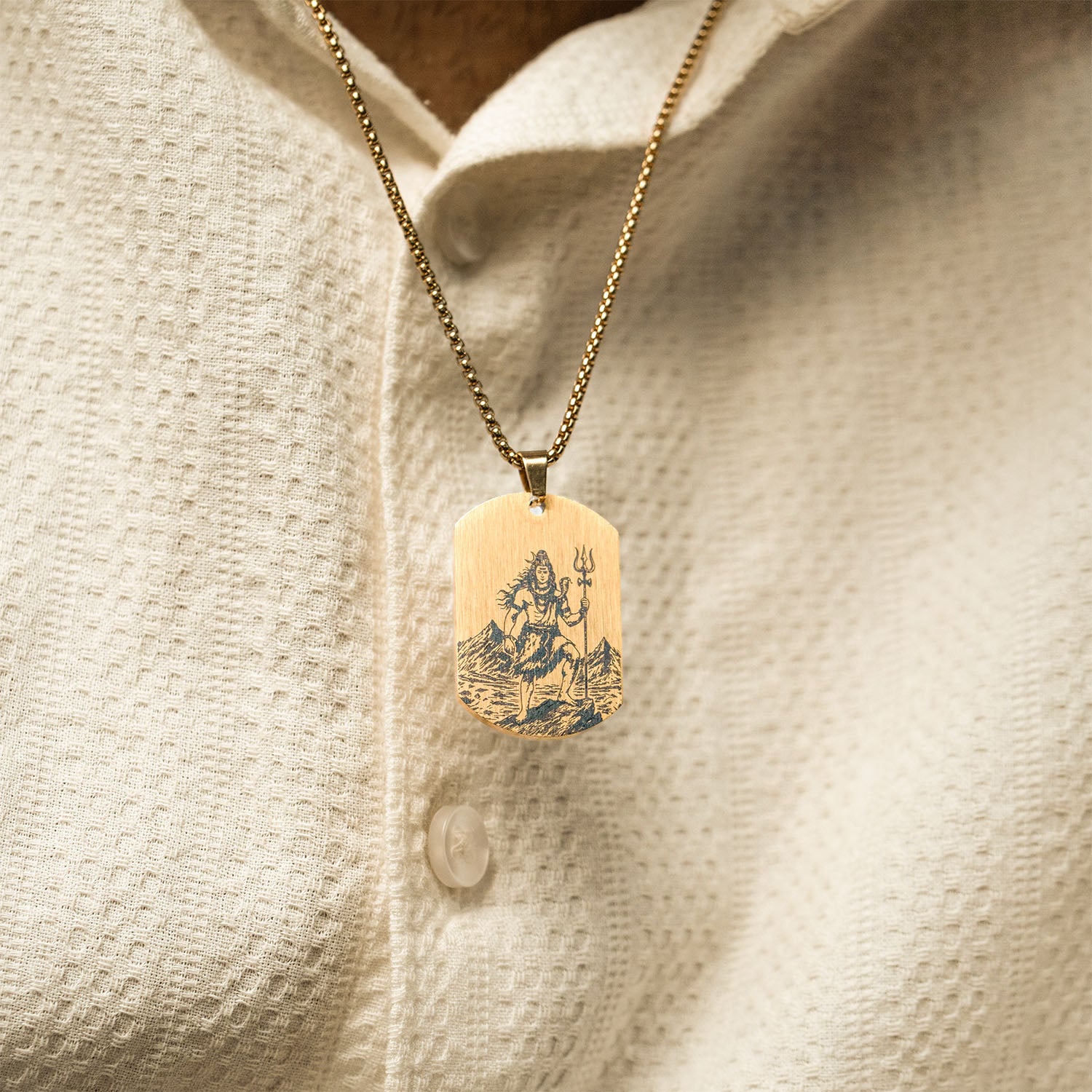 Eternal Shiv Godform Gold Tag Necklace