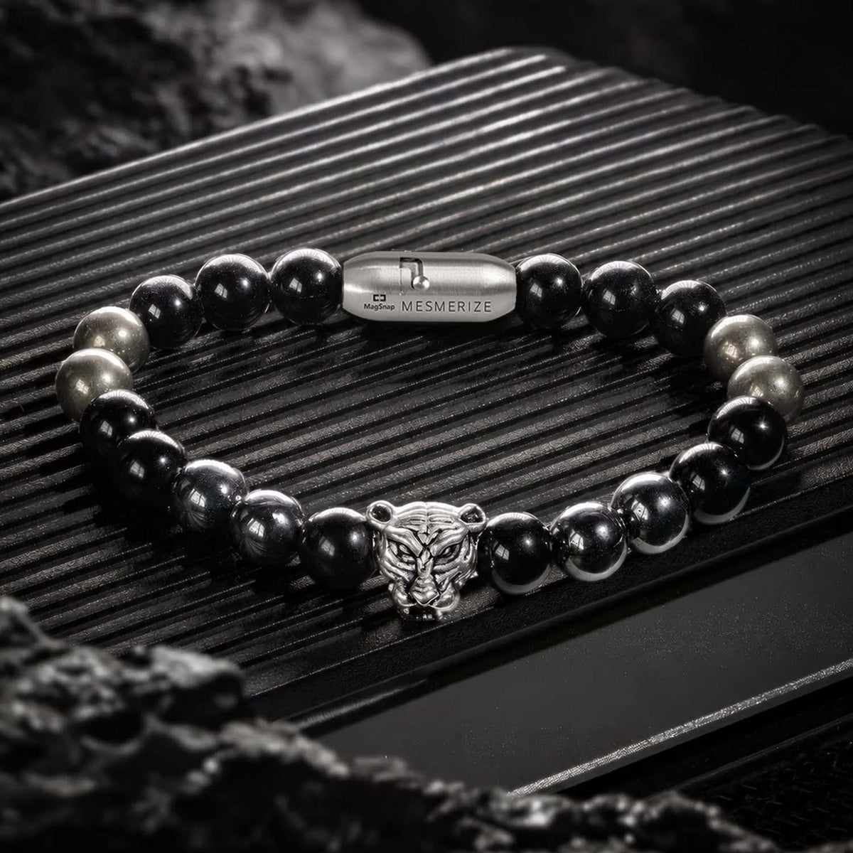 Natural Stone Jewellery Focus Black Panther 2.0 Natural Stone Bracelet with MagSnap