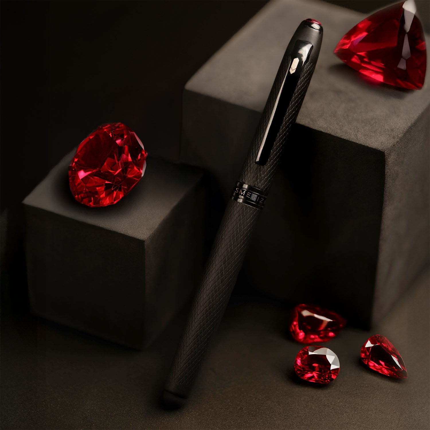Matte Black Finish Garnet 2 in 1 MagSnap Roller Ball Pen with Stylus None