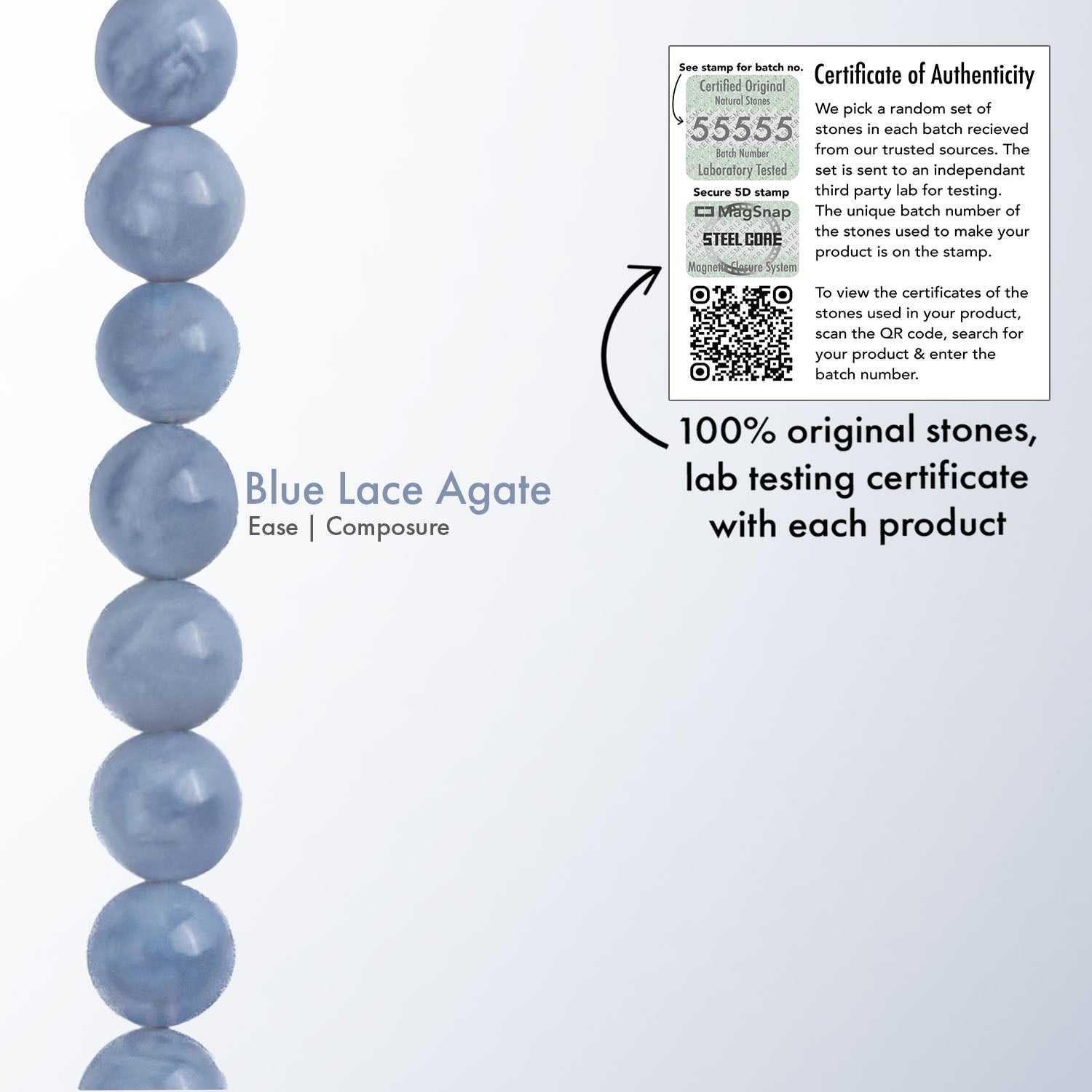 Gental Blue Lace Agate Natural Stone Bracelet With MagSnap2