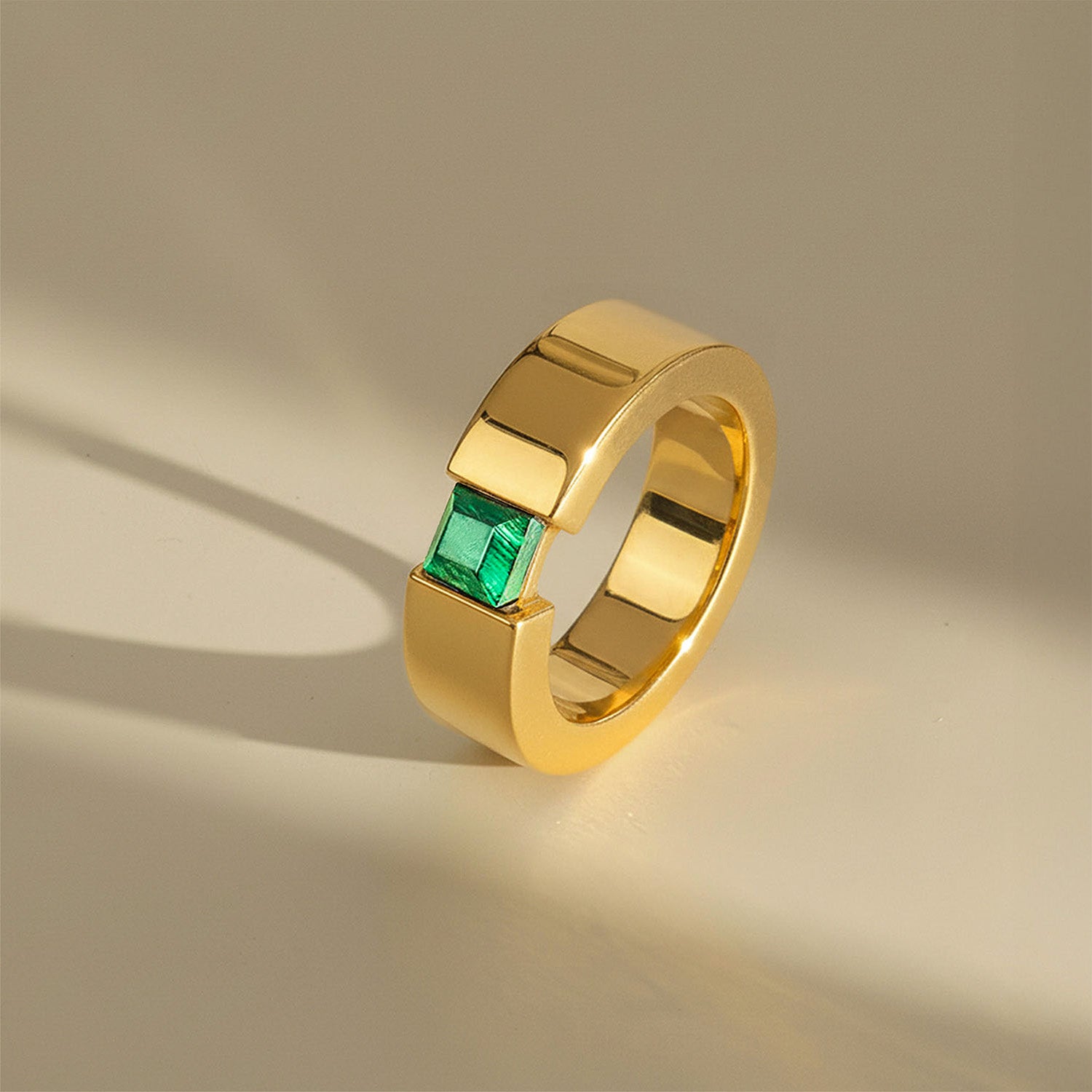 Gold Plated Pure 925 Silver Ring With Natural Malachite Gem Stone