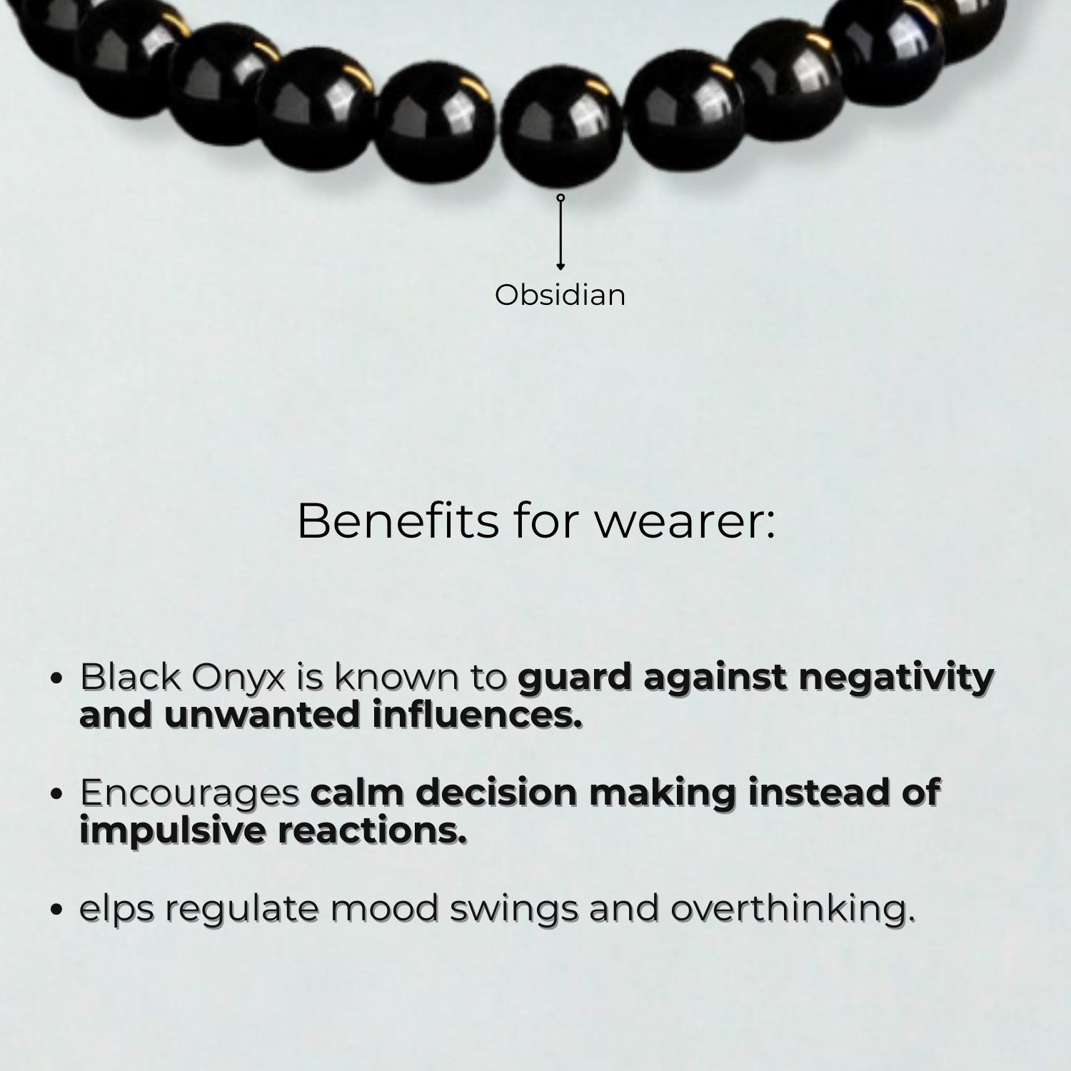Grounding Black Obsidian Natural Stone Bracelet with MagSnap