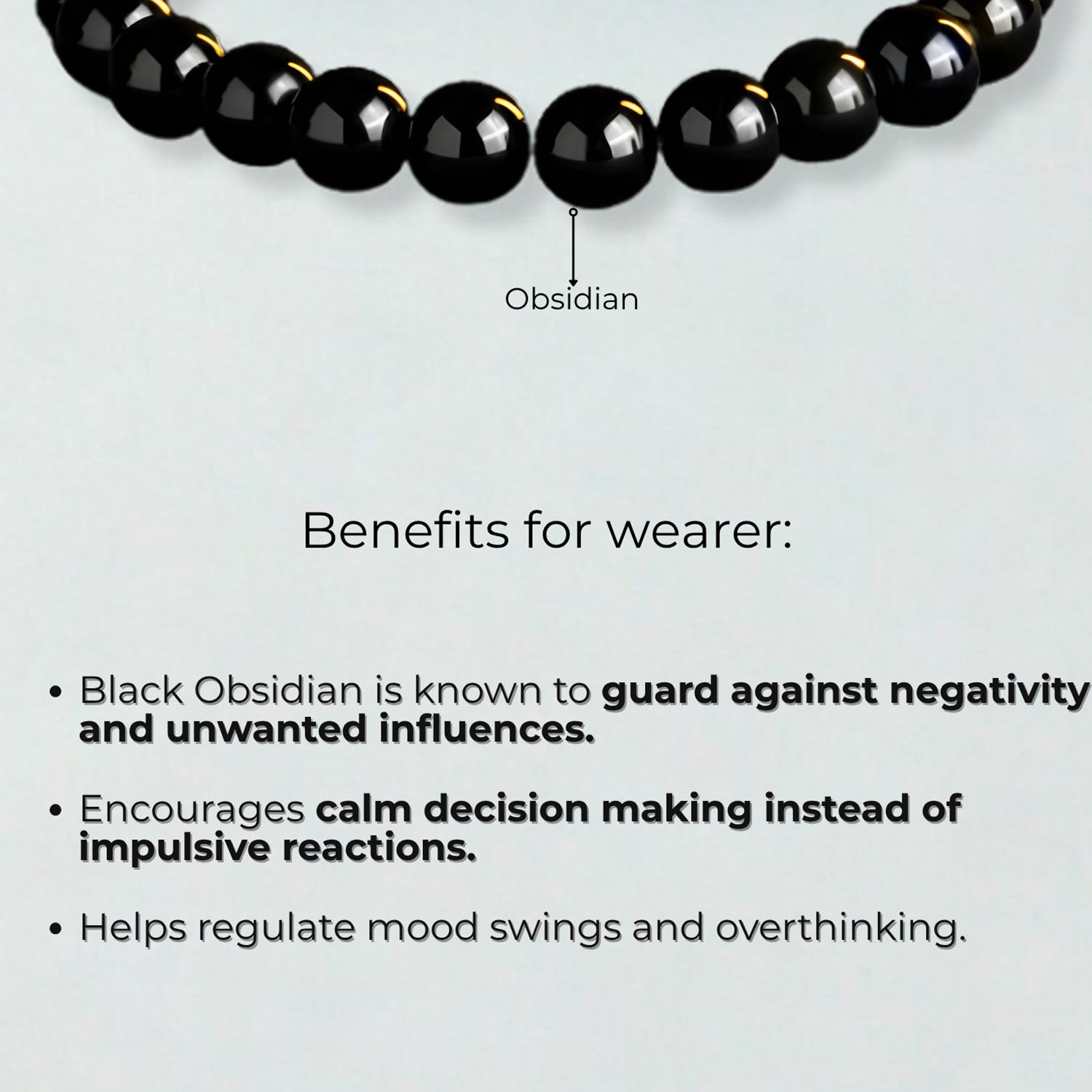 Grounding Black Obsidian Natural Stone Elastic Bracelet