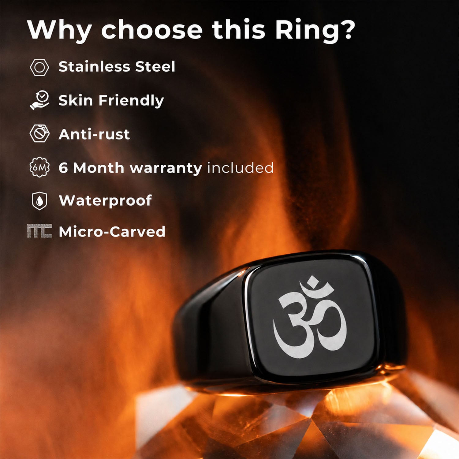 Spiritual Black Hercules Ring Holy Cross