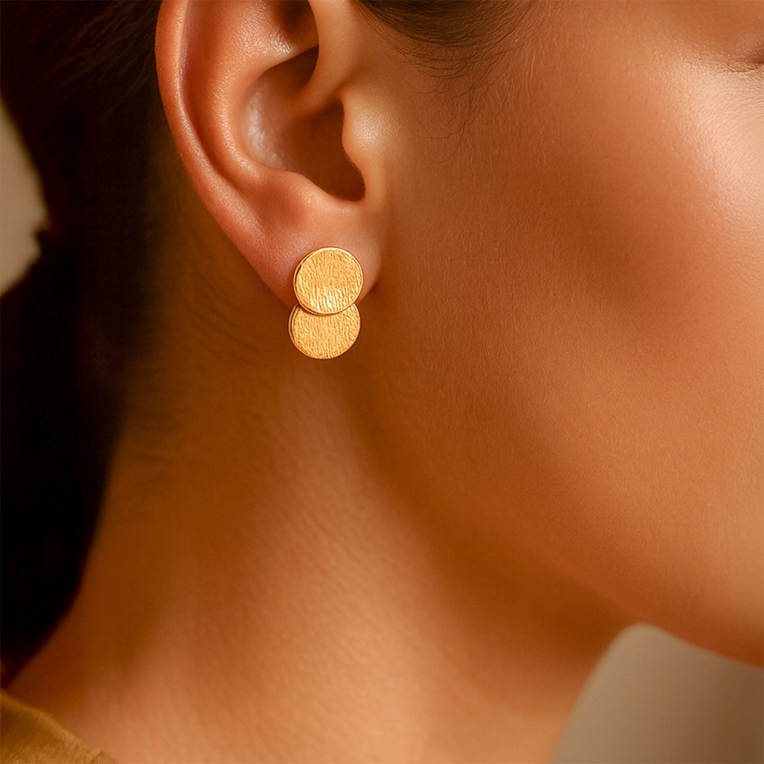 Luna Eclipse Textured 18k Gold Stud Earrings