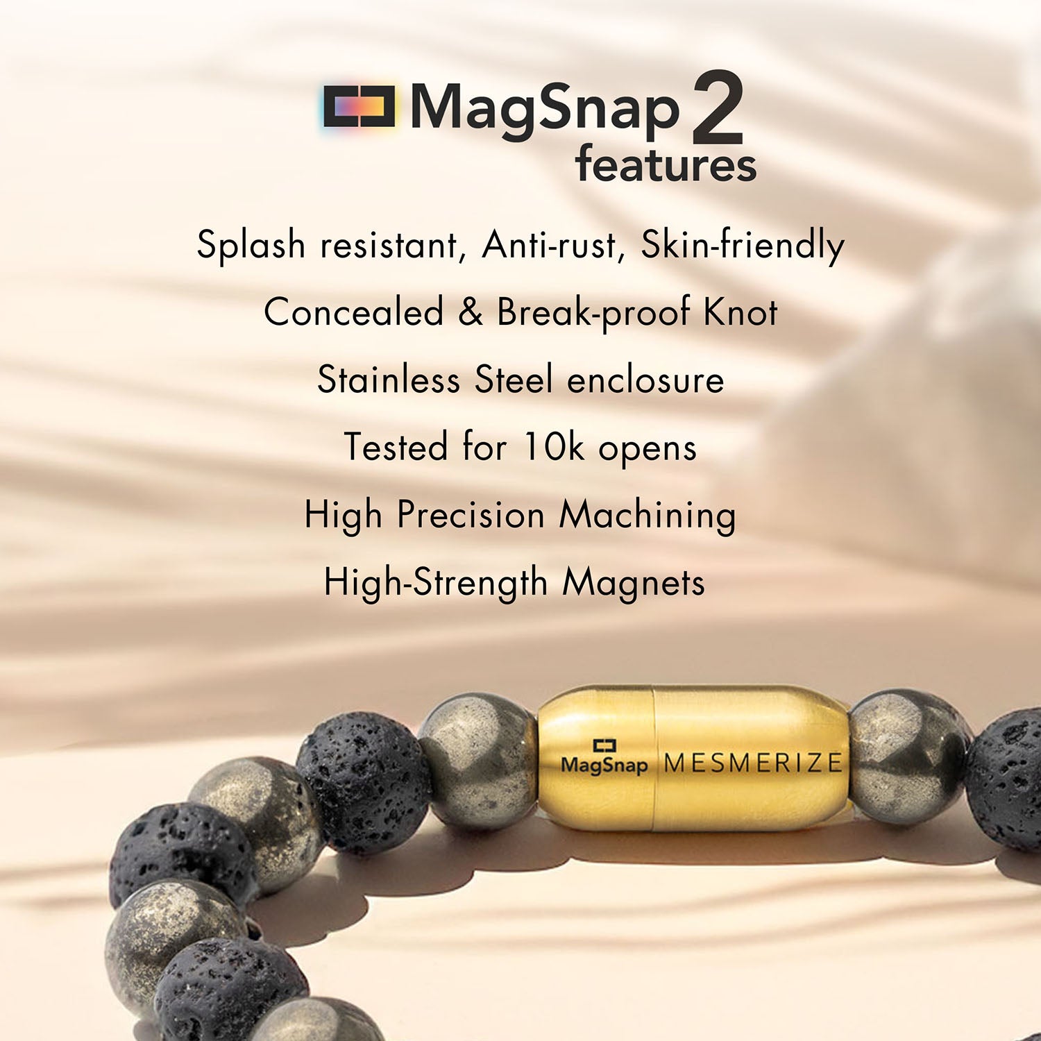 Natural Stone Jewellery Spiritual Pyrite Natural Stone OM Bracelet With Magsnap