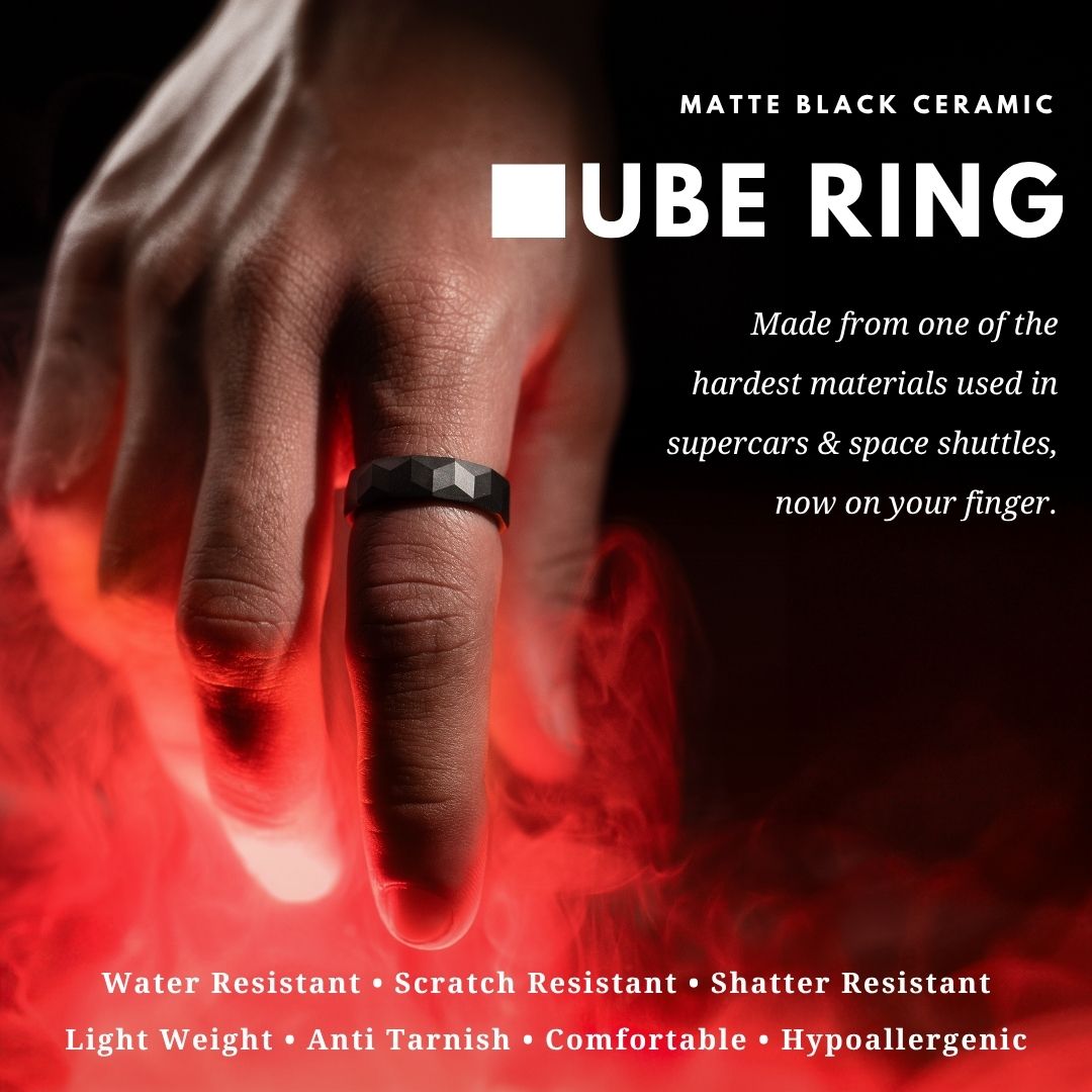 Matte Black Cube Ceramic Ring