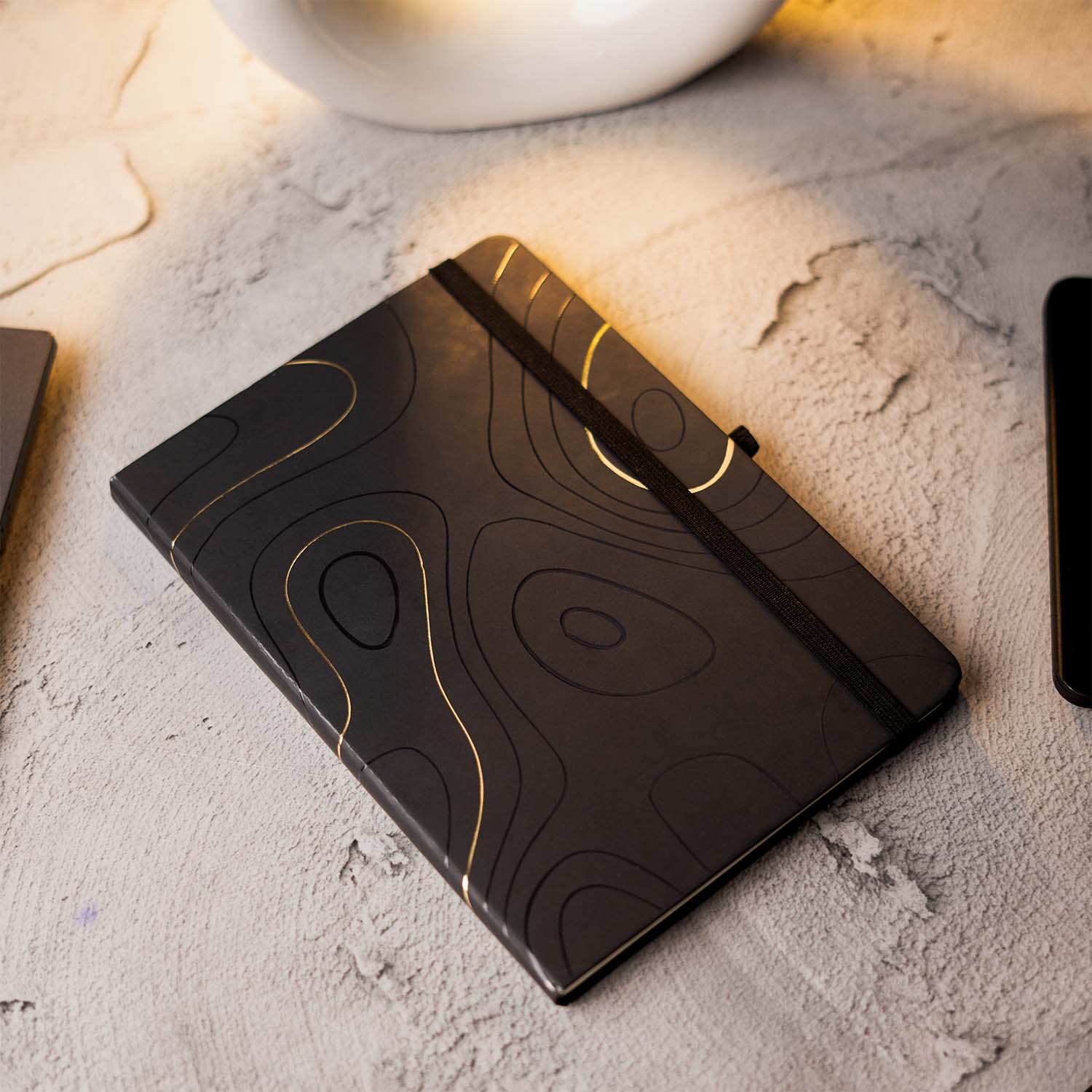 Matte Black Notebook with Ultra Matte Black Onyx 2 in 1 MagSnap Roller Ball Pen with Stylus Personalised