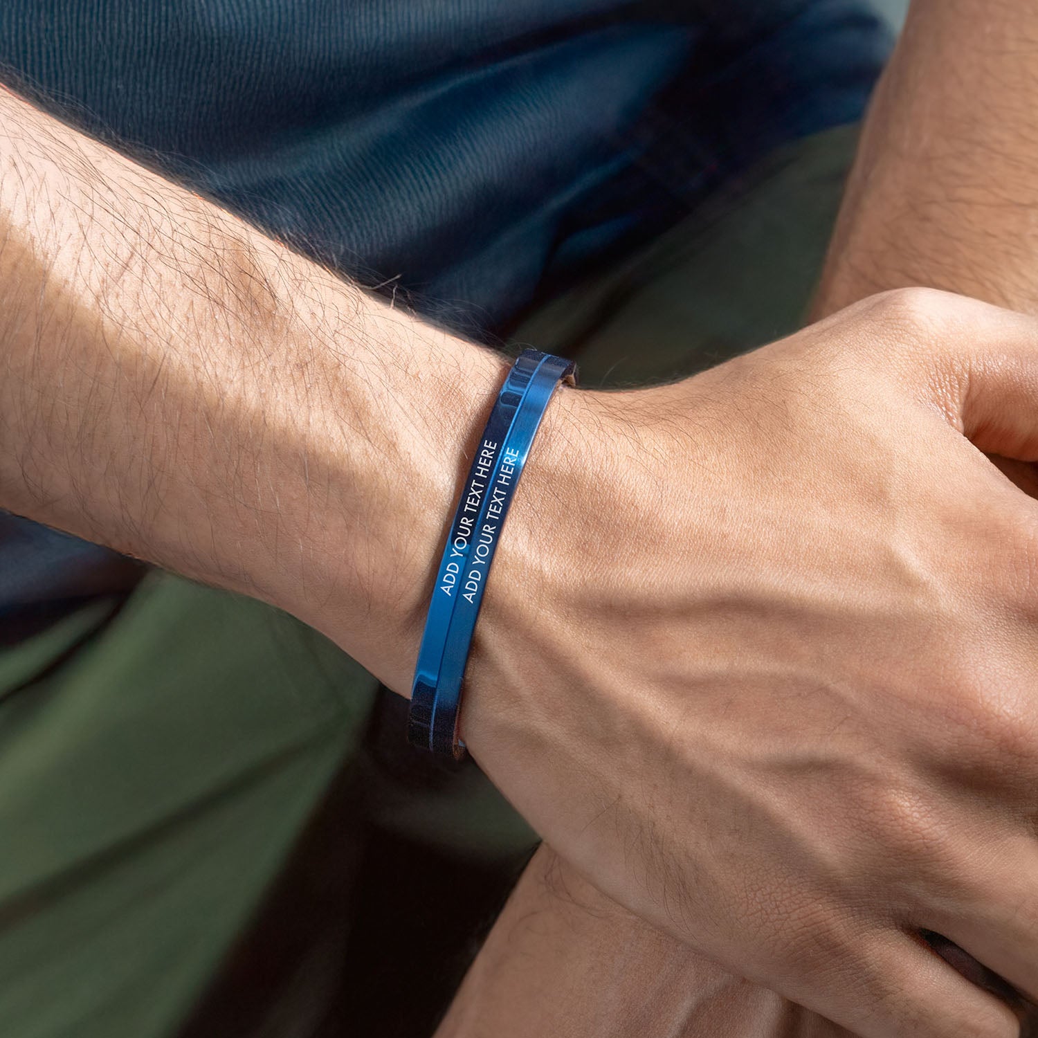 M Premium Jewellery Bracelet Sirius Mens Navy Blue Personalised