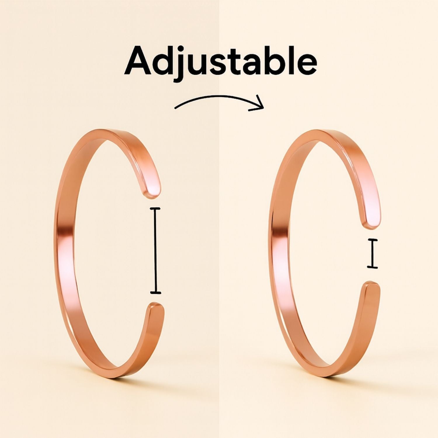 Ram Baan Gloss Cuff Adjustable Bracelet Rose Gold