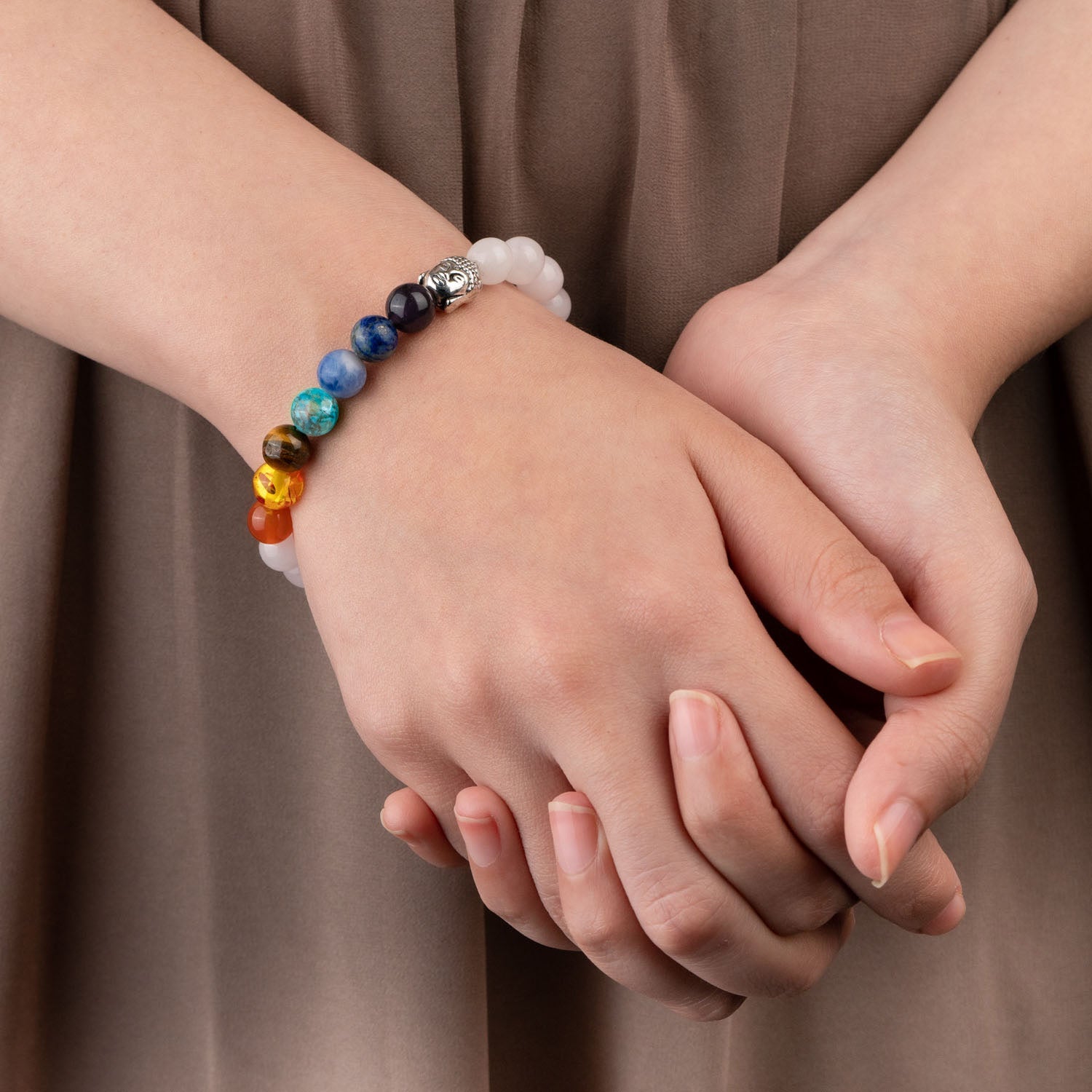 Natural Stone Jewellery 7 Chakra Natural Stone Couple Bracelet with MagSnap
