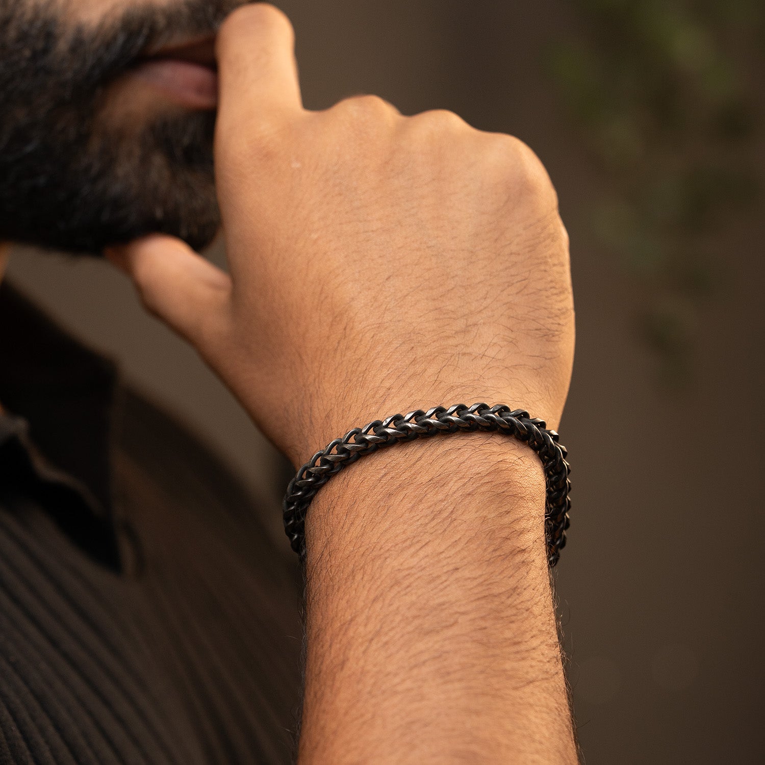Rugged Silver Chain Bracelet With Tube Clasp