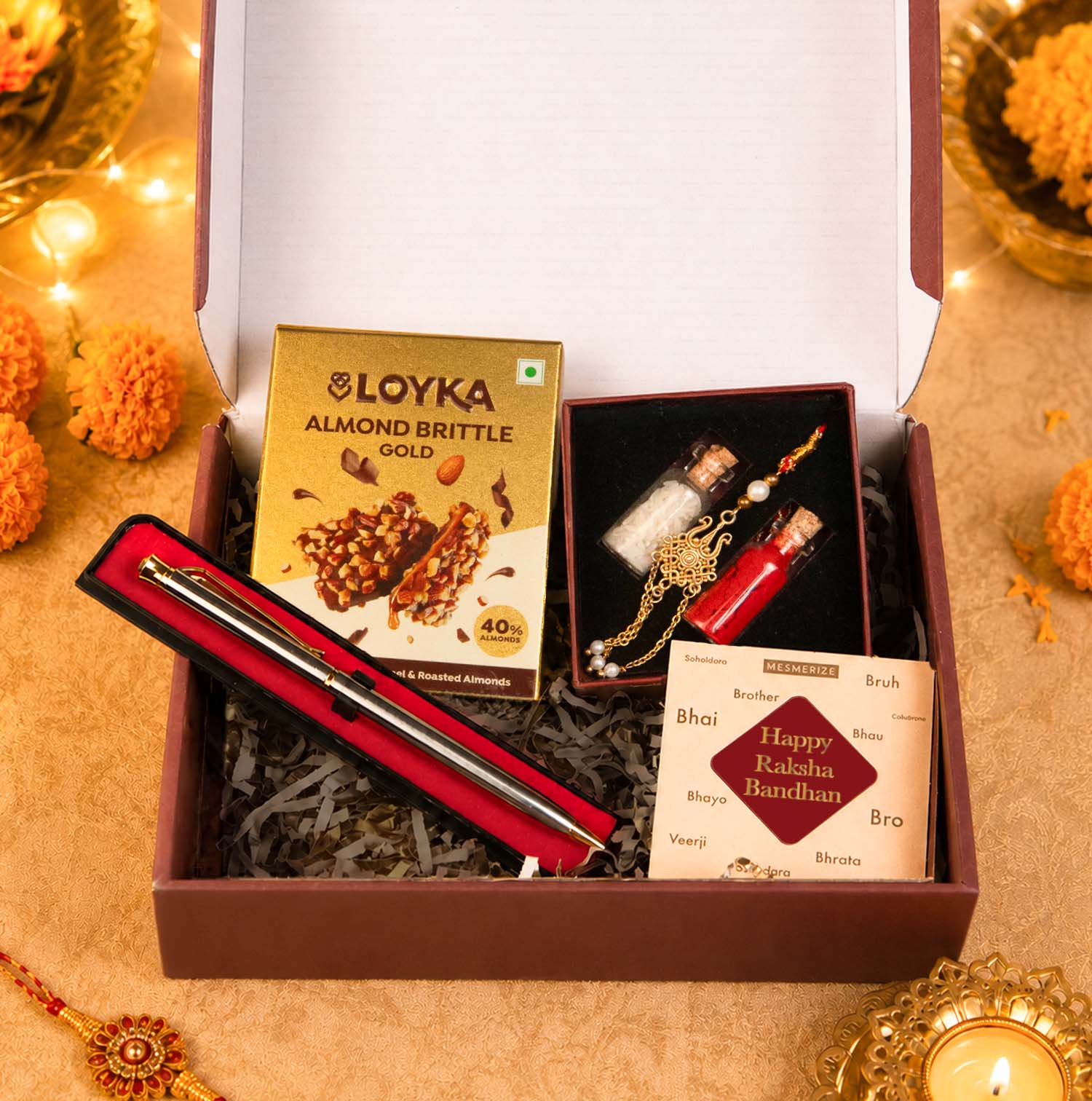 Shakti Pure Silver Plated Lumba Rakhi Hamper