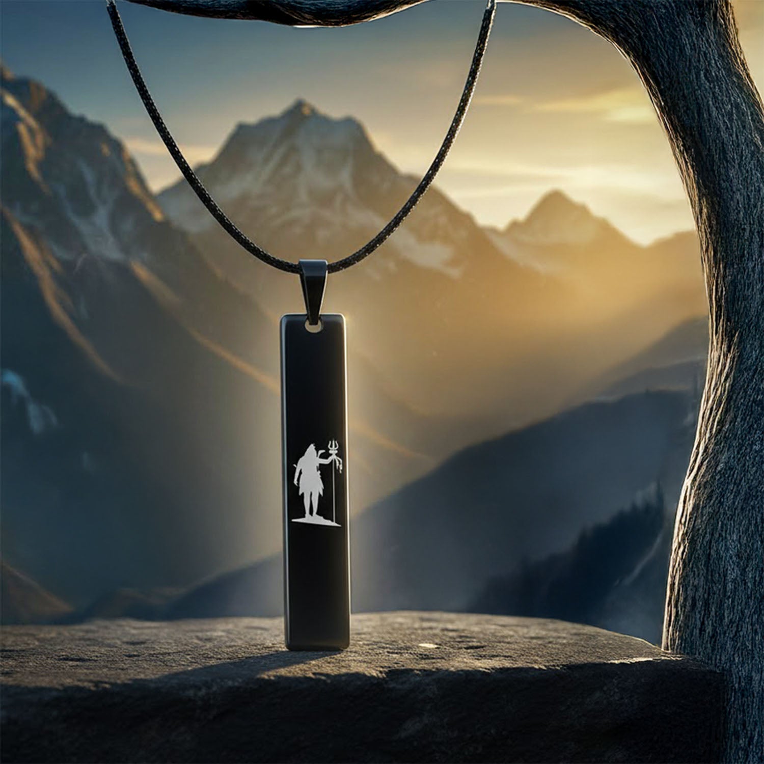 Shiv Mini Tag Necklace Black