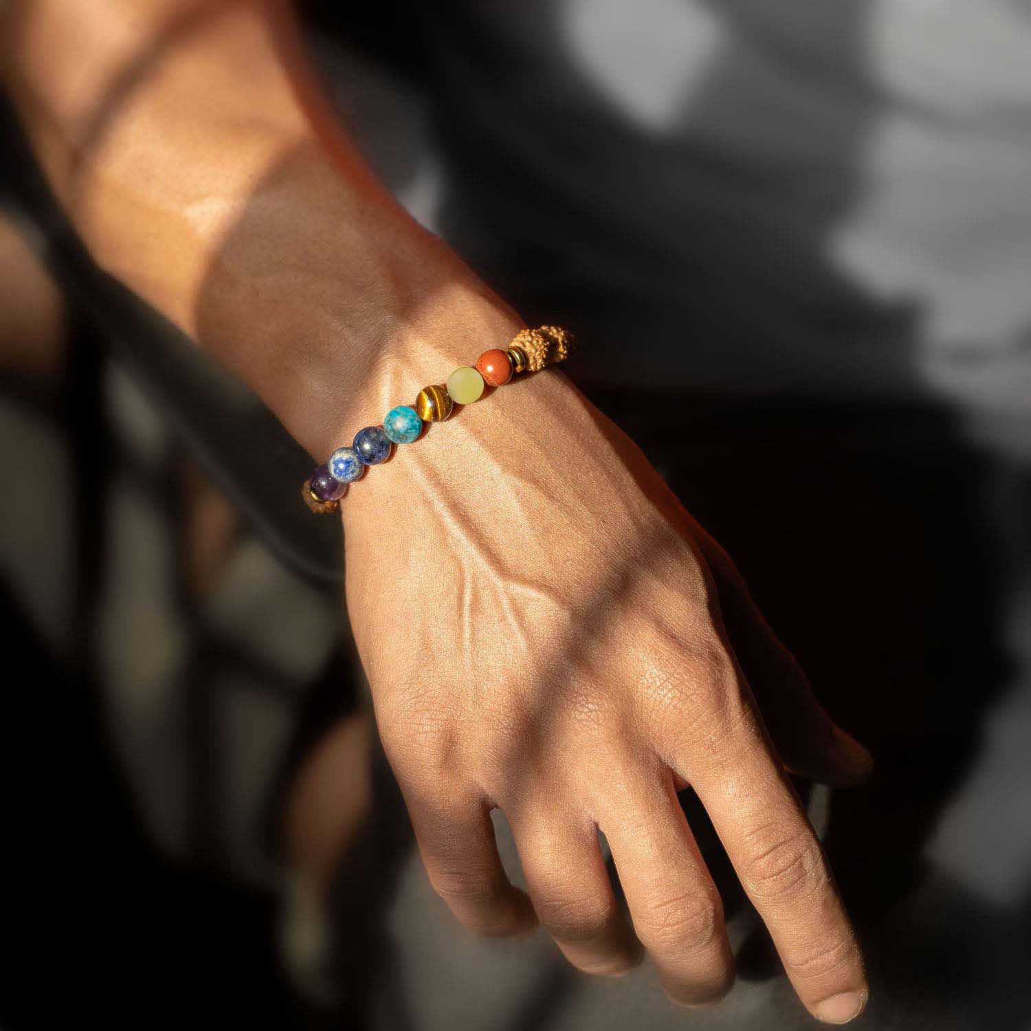 Spiritual Rudraksh 7 Chakra Elastic Bracelet