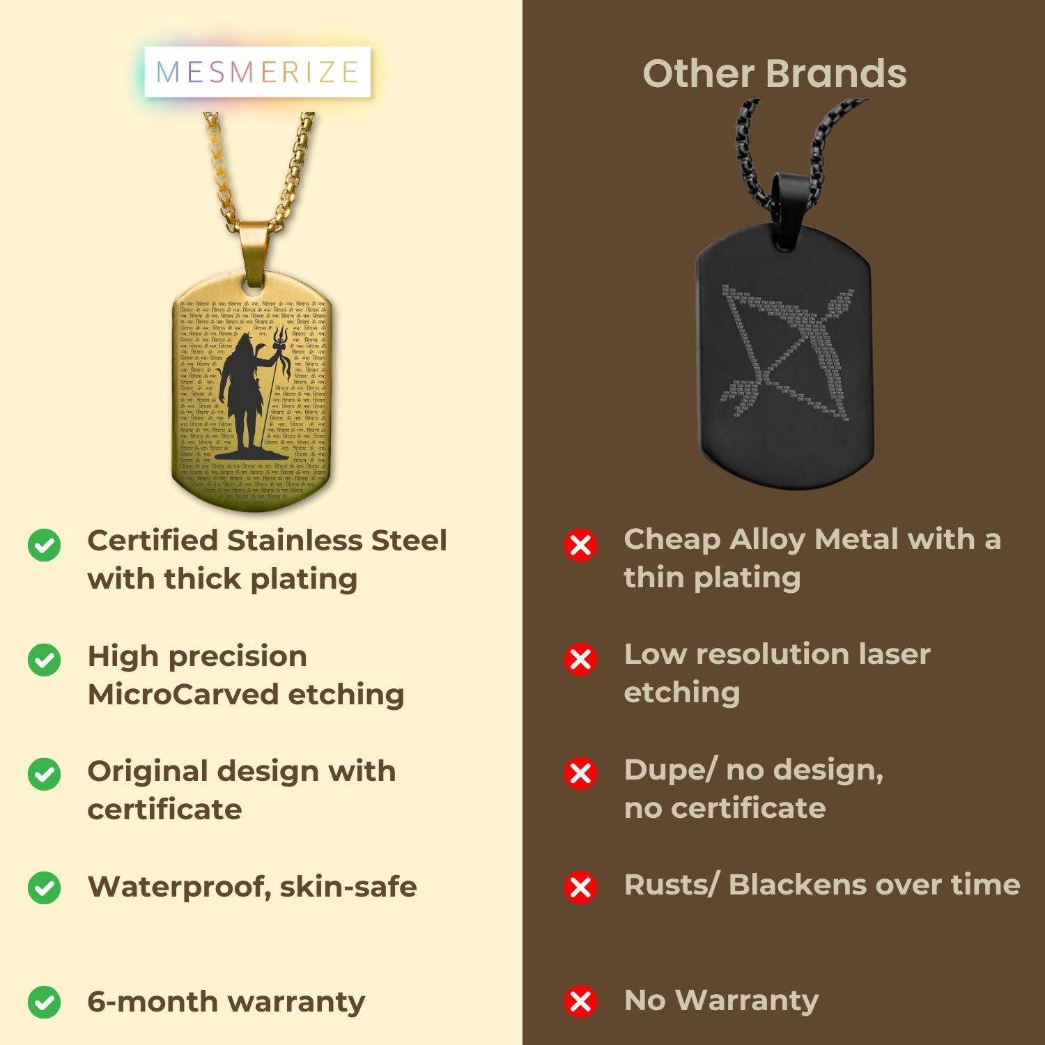 108 times Om Namah Shivay Tag Necklace Silver