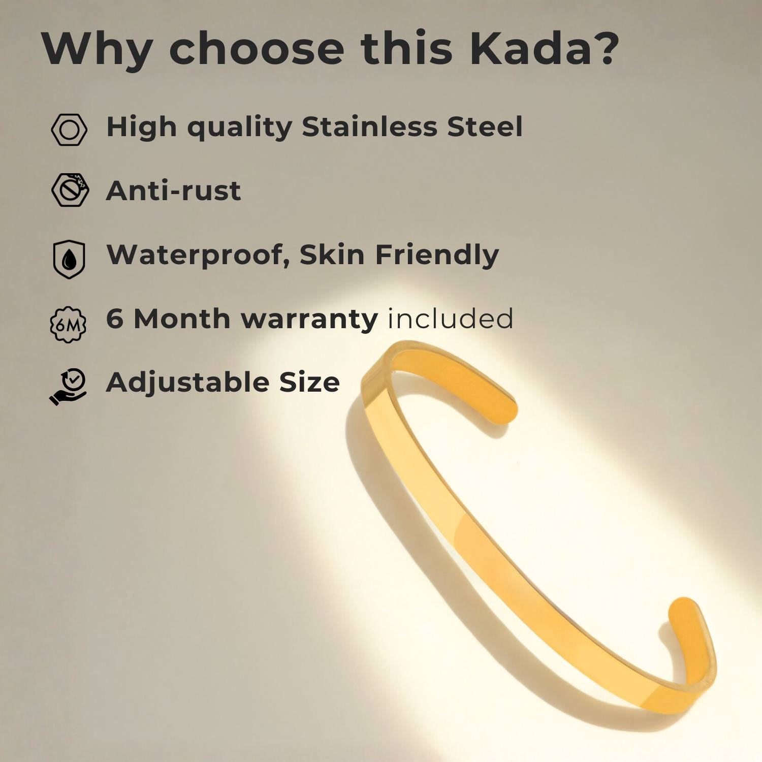 Khanda Gloss Cuff Adjustable Bracelet Silver