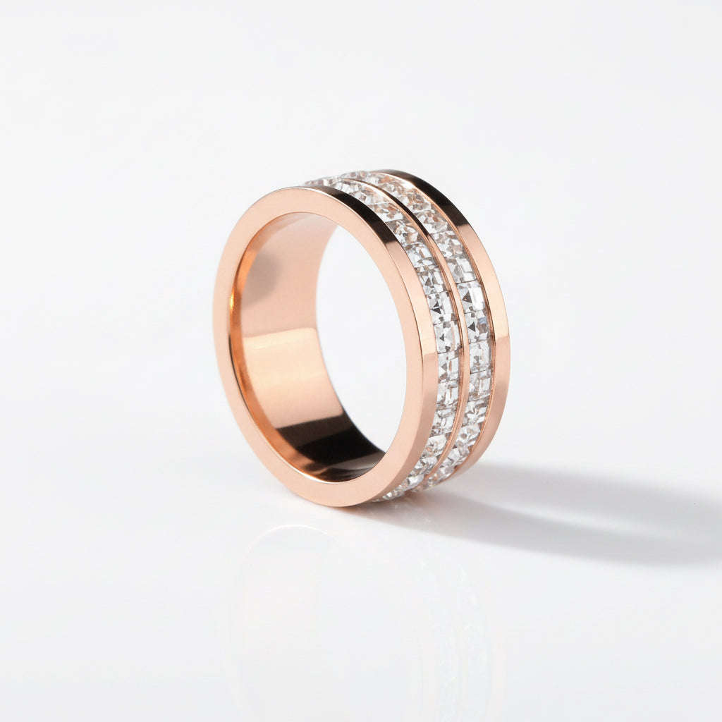 W Premium Jewellery Rose Gold Dual Diva Ring New