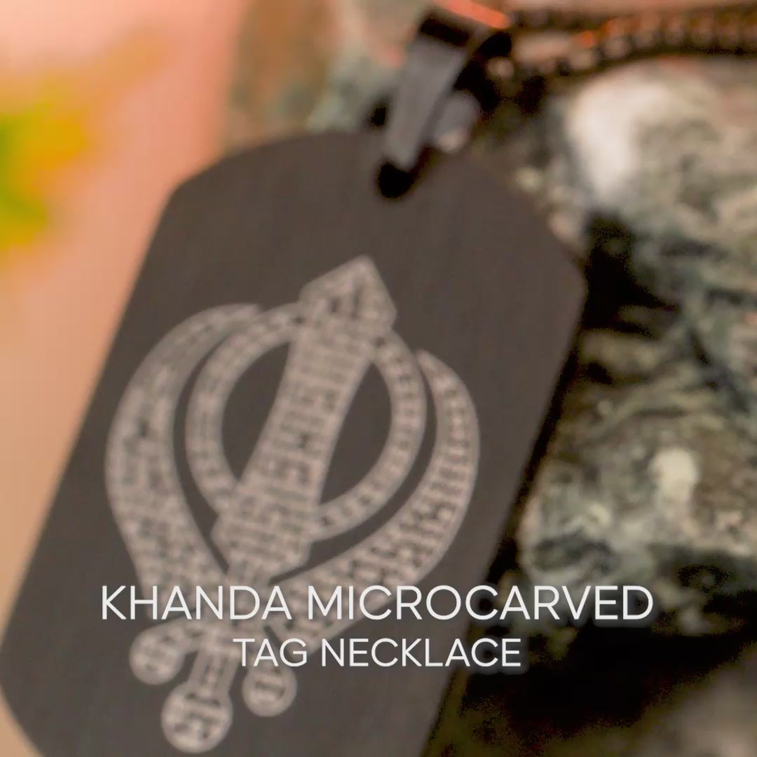 Khanda MicroCarved Tag Necklace Gold