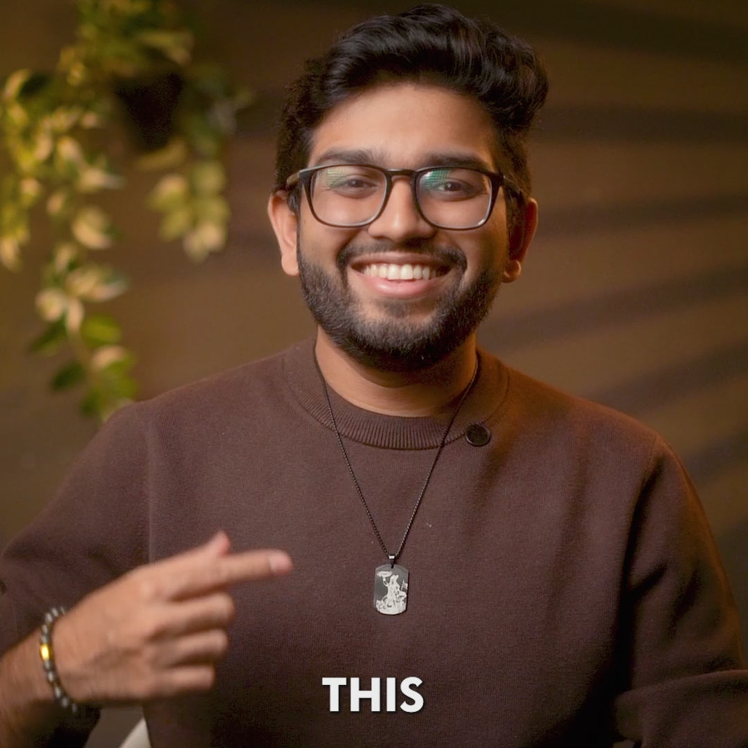 Guiding Krishna Godform Black Tag Necklace