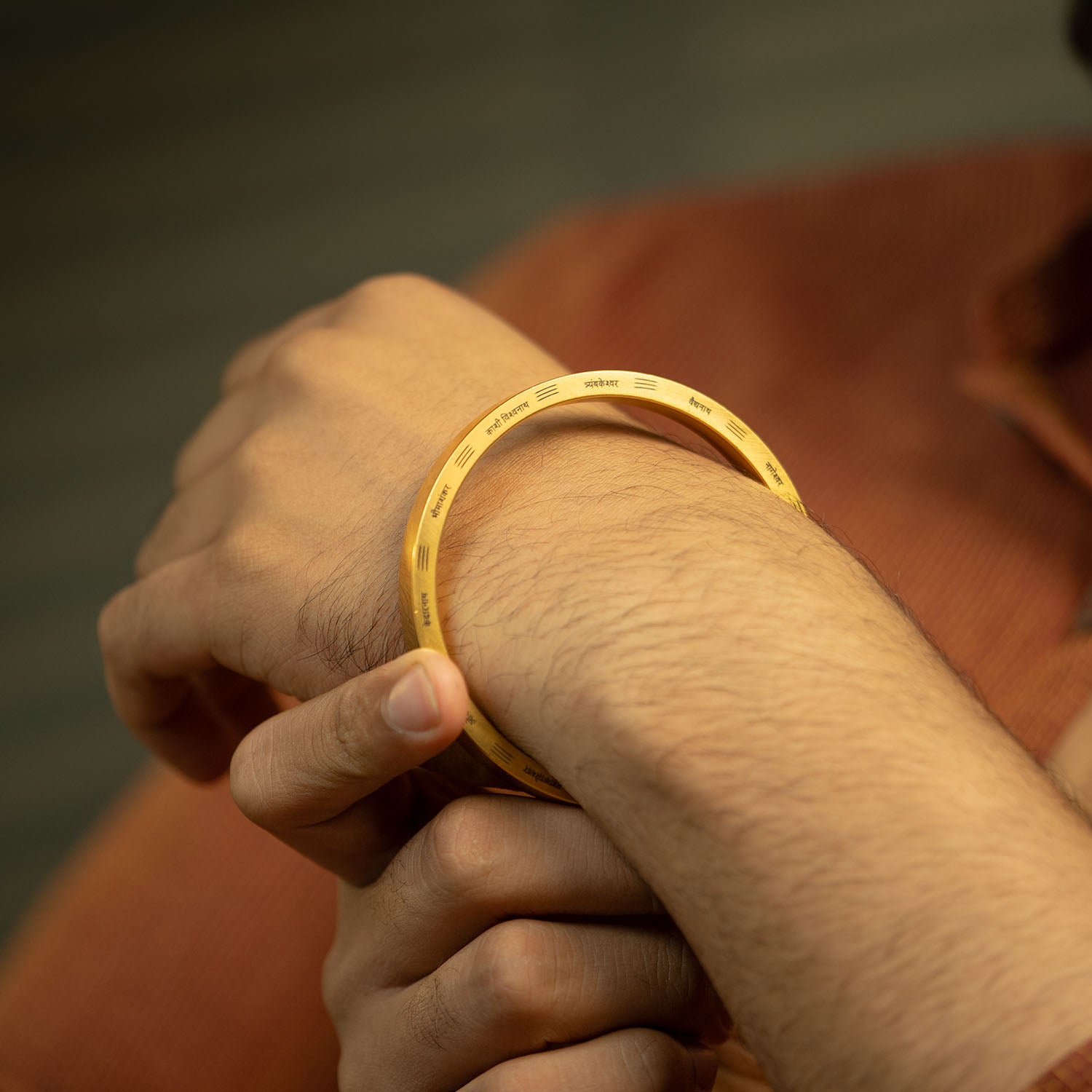 12 Jyotirling MicroCarved Classic Round Kada Gold