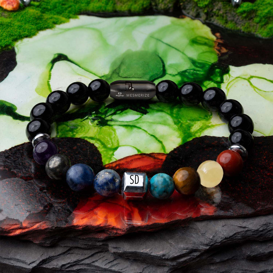 Personalised Super 9 Chakra Natural Stone Bracelet With Magsnap