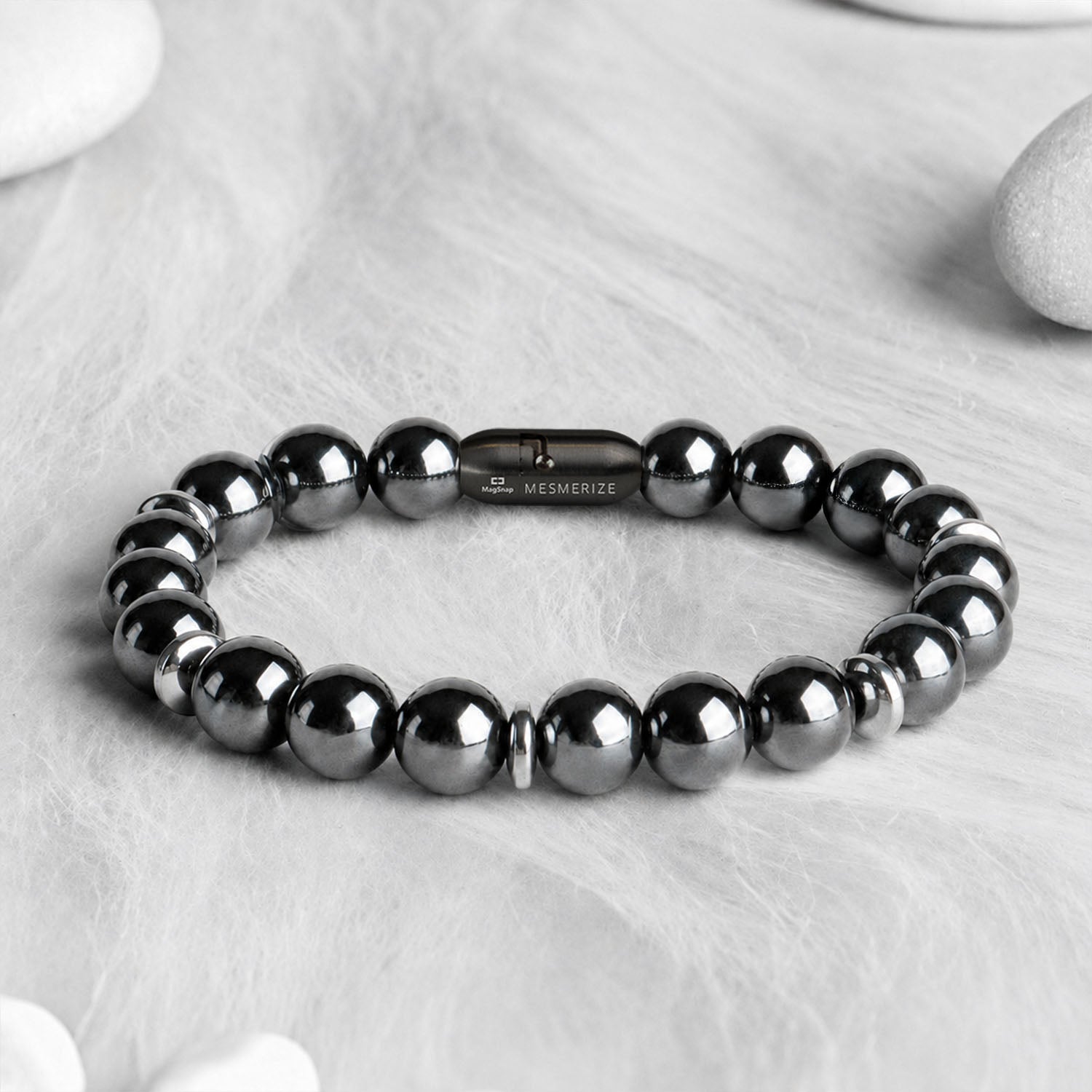 Mystic Grey Hametite Natural Stone Bracelet by Mesmerize