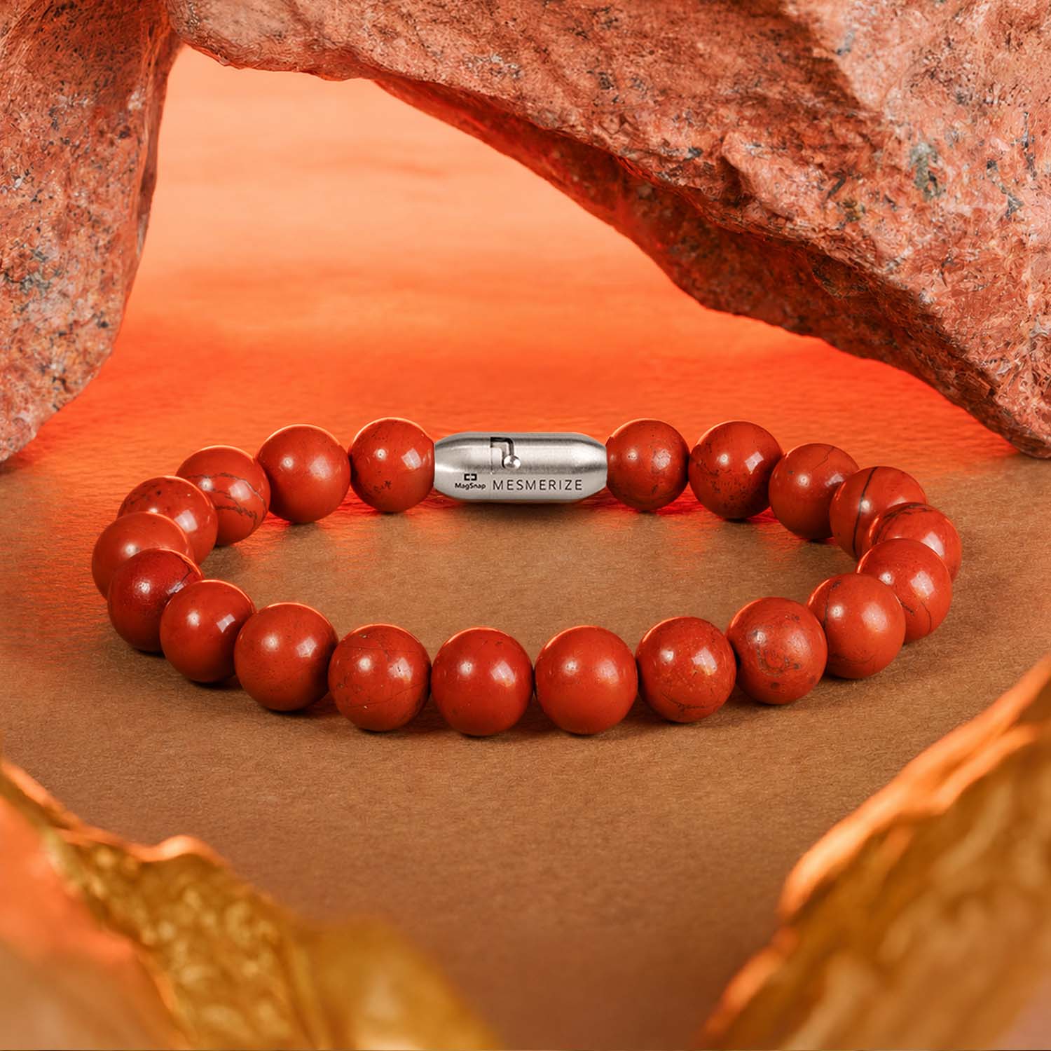 Inner Strength Red Jasper Natural Stone Bracelet with MagSnap 2