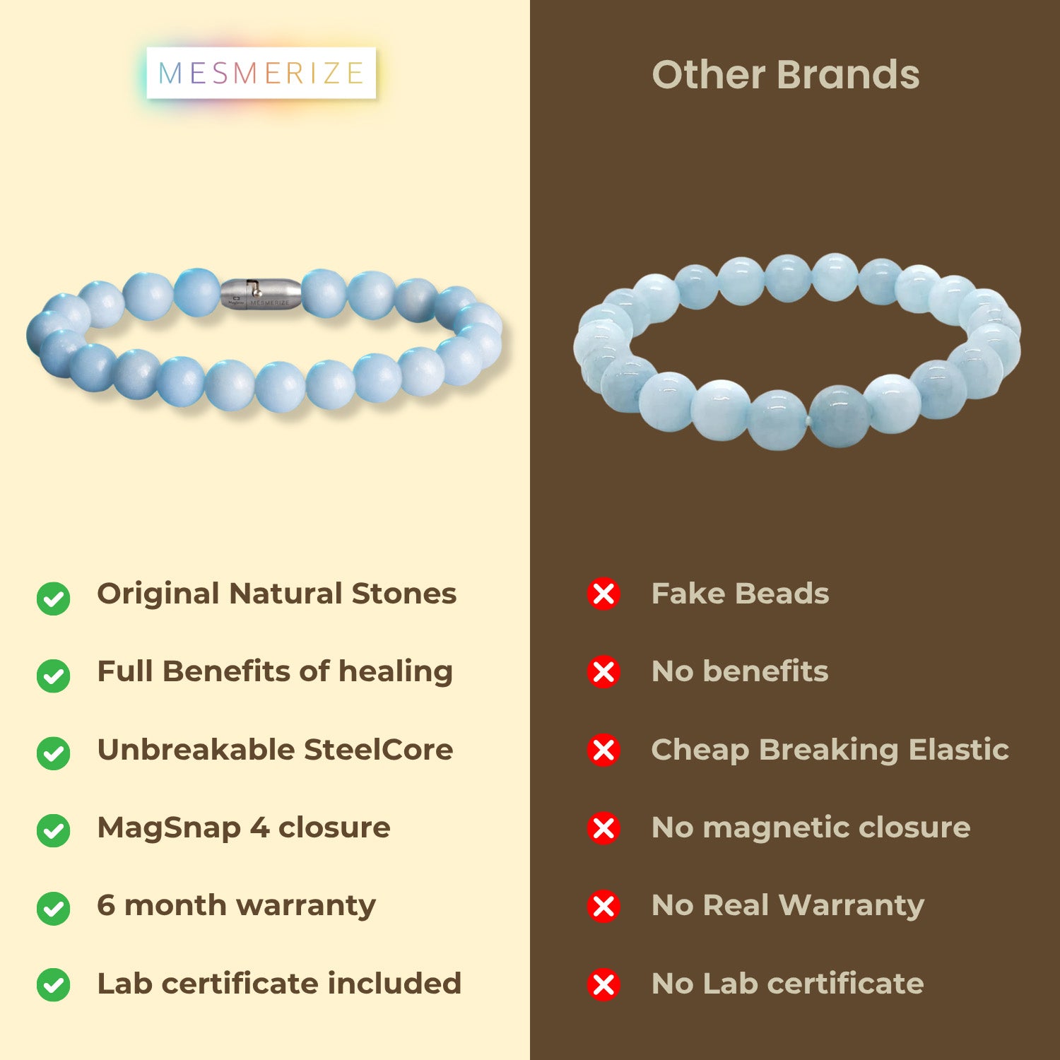 Calming Angelite Natural Stone Bracelet with MagSnap