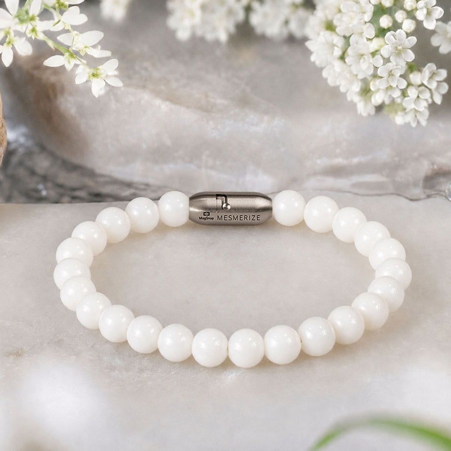 Tranquil White Coral Bracelet Natural Stone Bracelet With MagSnap