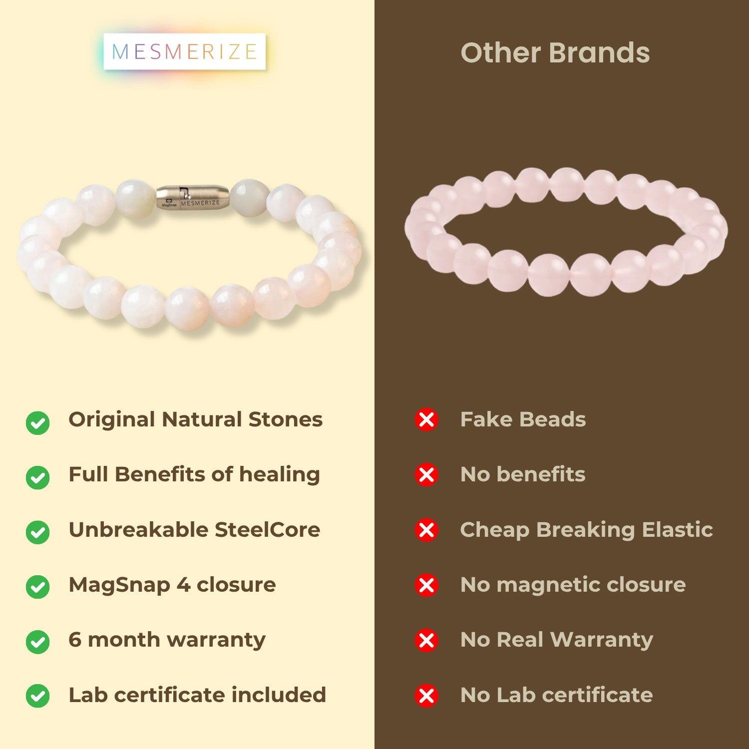 Solace Rose Quartz Natural Stone Bracelet with MagSnap