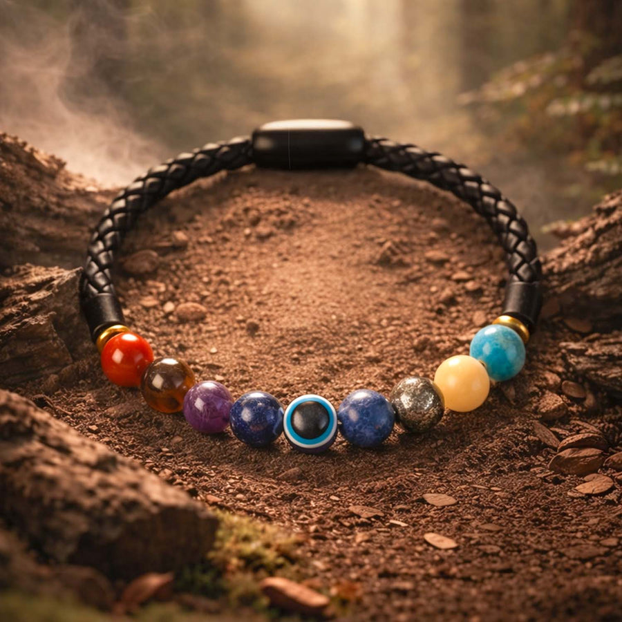 9 Chakra Natural Stone NeoLeather Bracelet With MagSnap2