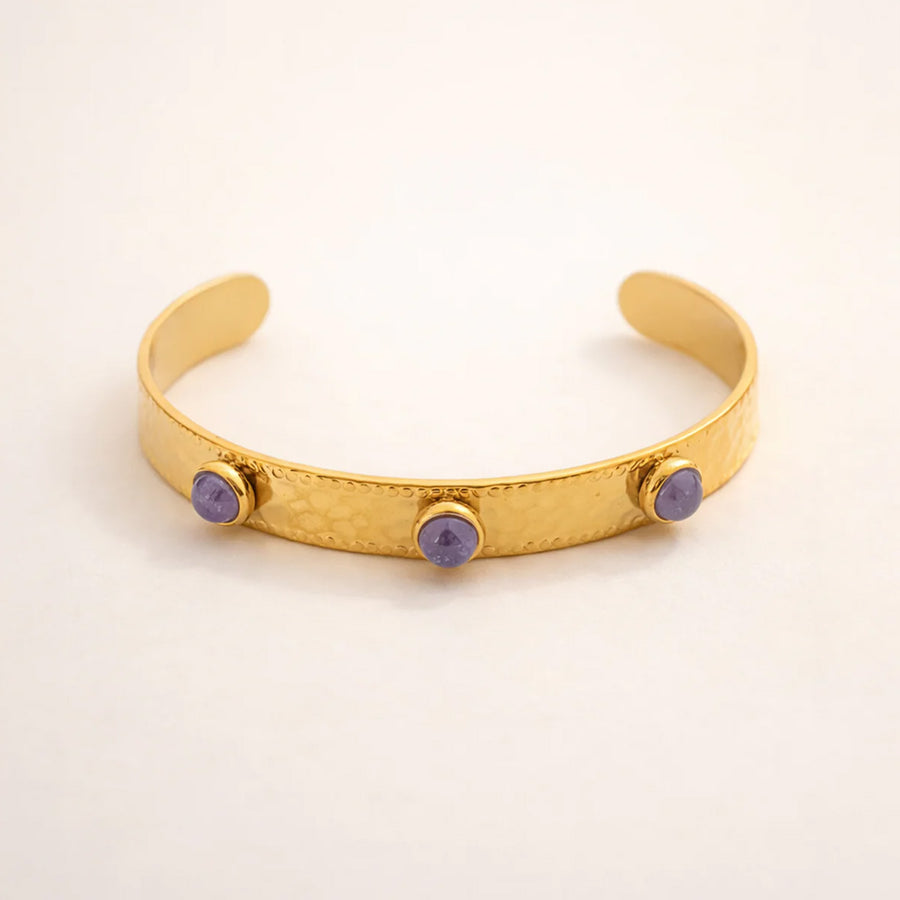 Aira Amethyst Gold Cuff Bracelet