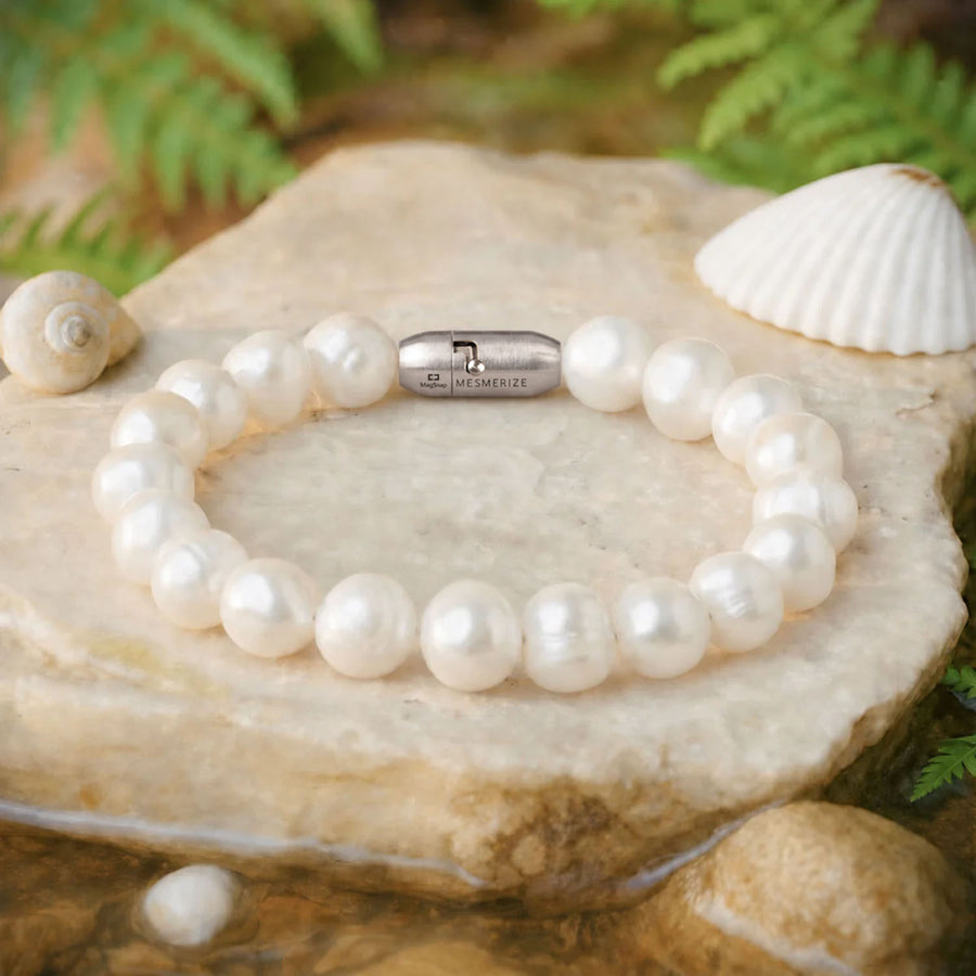 Divine Grace Pearl Natural Stone Bracelet with Magsnap