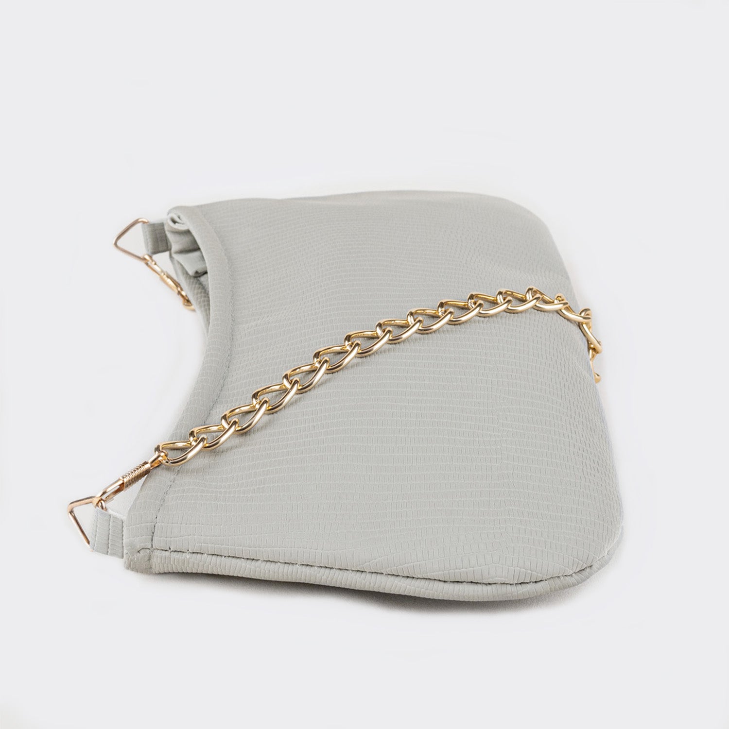 Silver Grey Soft Matte Baguette Bag