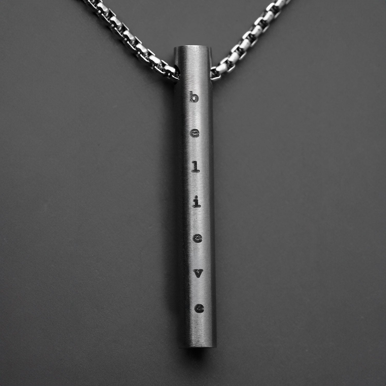 Believe Silver Barrel Necklace