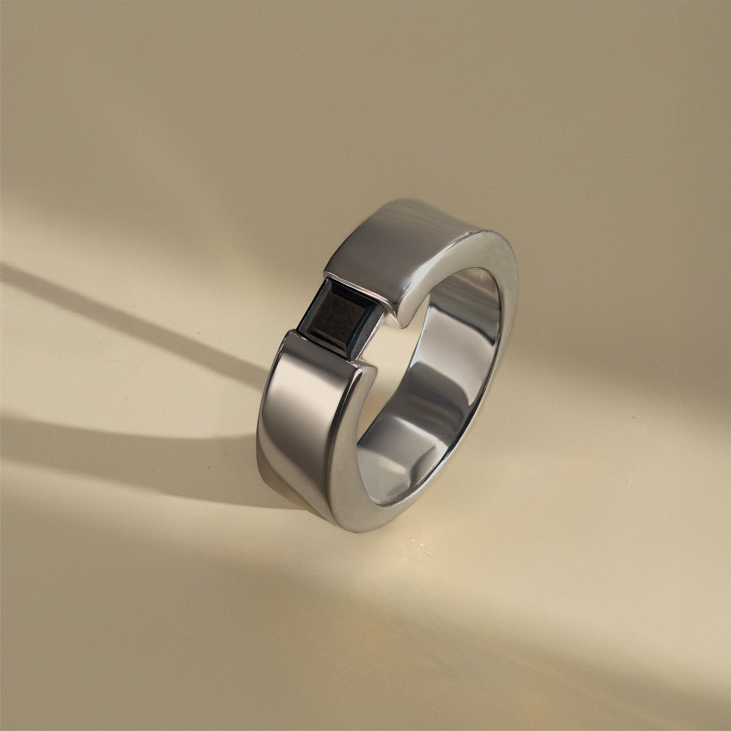 Black Rhodium Plated Pure 925 Silver Ring With Natural Onyx Gem Stone