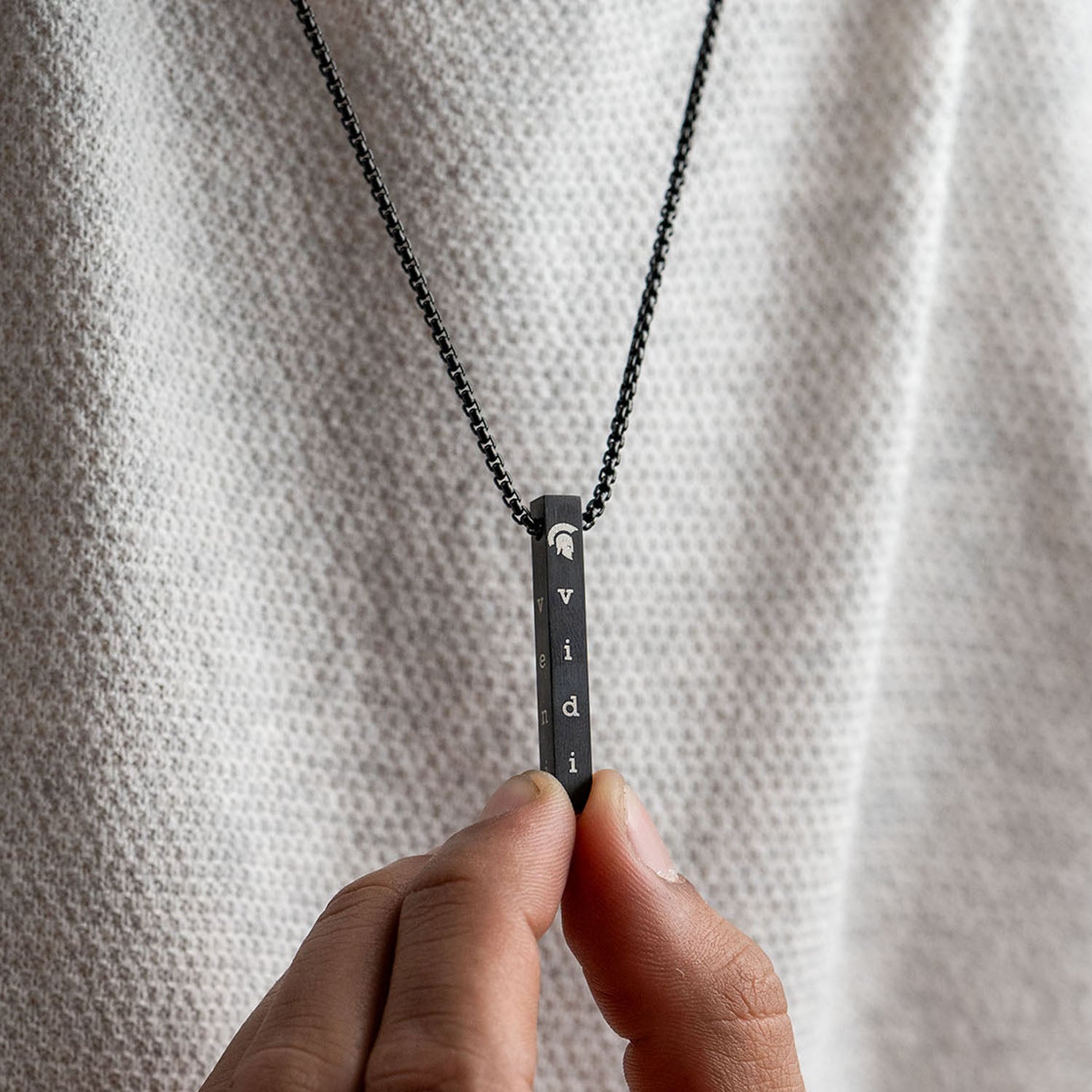 Black Conquer Motivational Bar Necklace