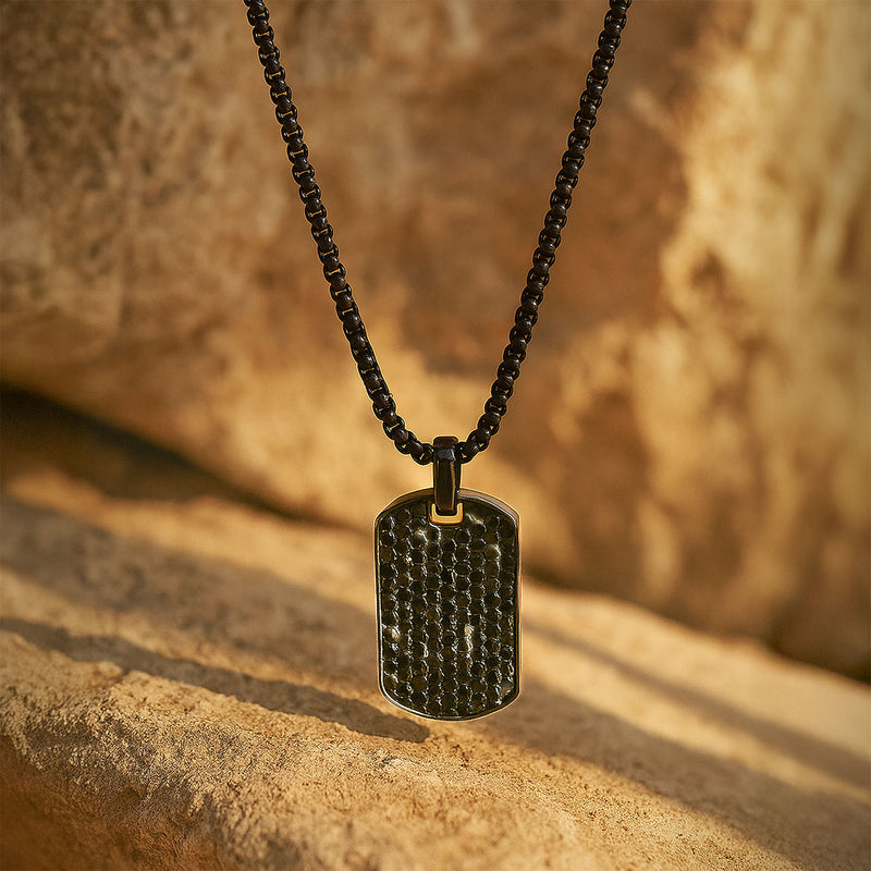 Black Diamonds Dog Tag Necklace