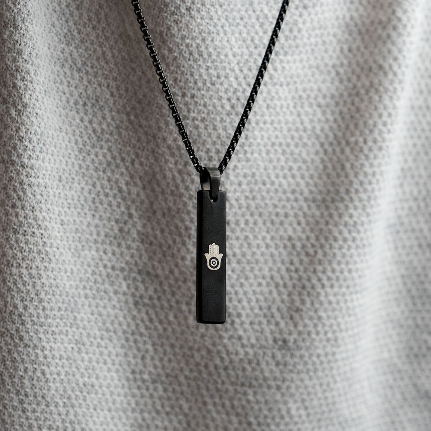 Black Evil Eye Spiritual Mini Bar Necklace