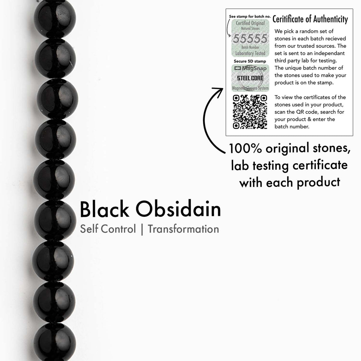 Grounding Black Obsidian Natural Stone Bracelet 2