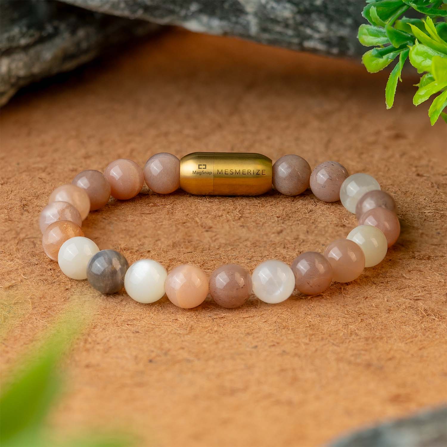 Calming Multi Moon Natural Stone Bracelet with MagSnap